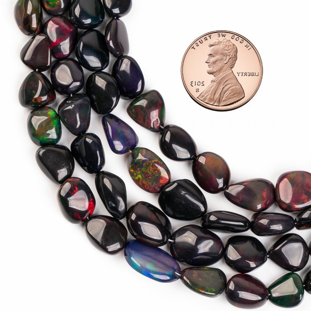 Opal Ethiopian Black Faceted Graduated Rondelles 3-5x2mm (approx 82 Beads /strand)