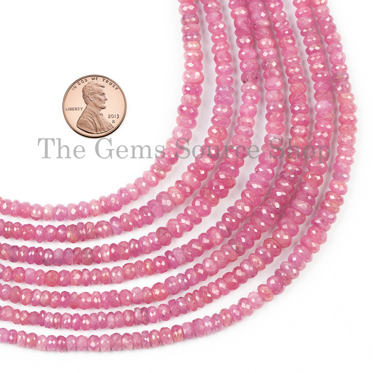 4-5mm Natural Pink Sapphire Faceted Rondelle Beads Sapphire Pink Beads authentic Pink Beads Natural Pink Sapphire Beads Wholesale Beads