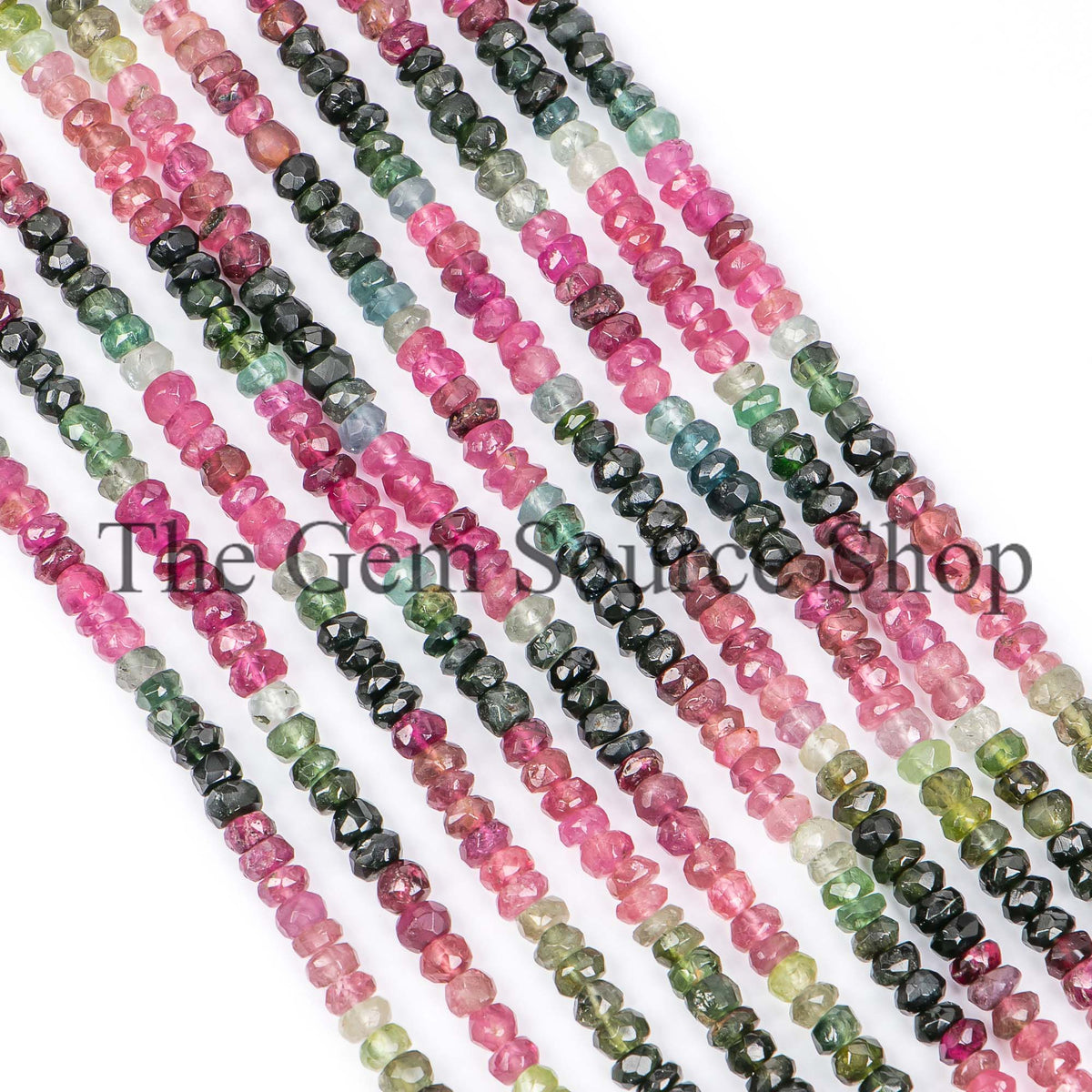 Rainbow Tourmaline Faceted Rondelle Beads, Wholesale Beads Store - Dearbeads