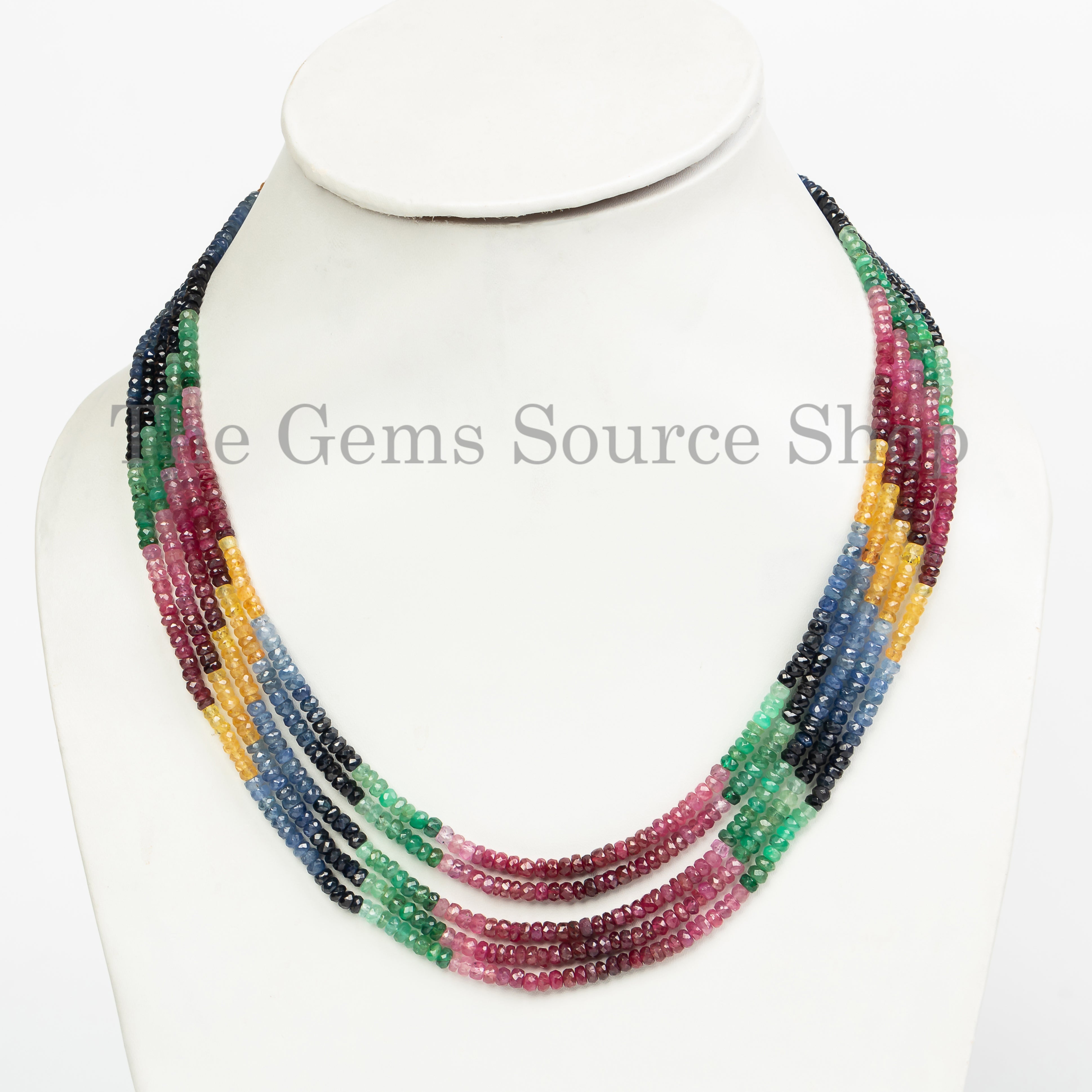 5 Layer Natural Multi Gemstone Tiny Beads Necklace- Handcrafted Bohochic Beaded Jewelry