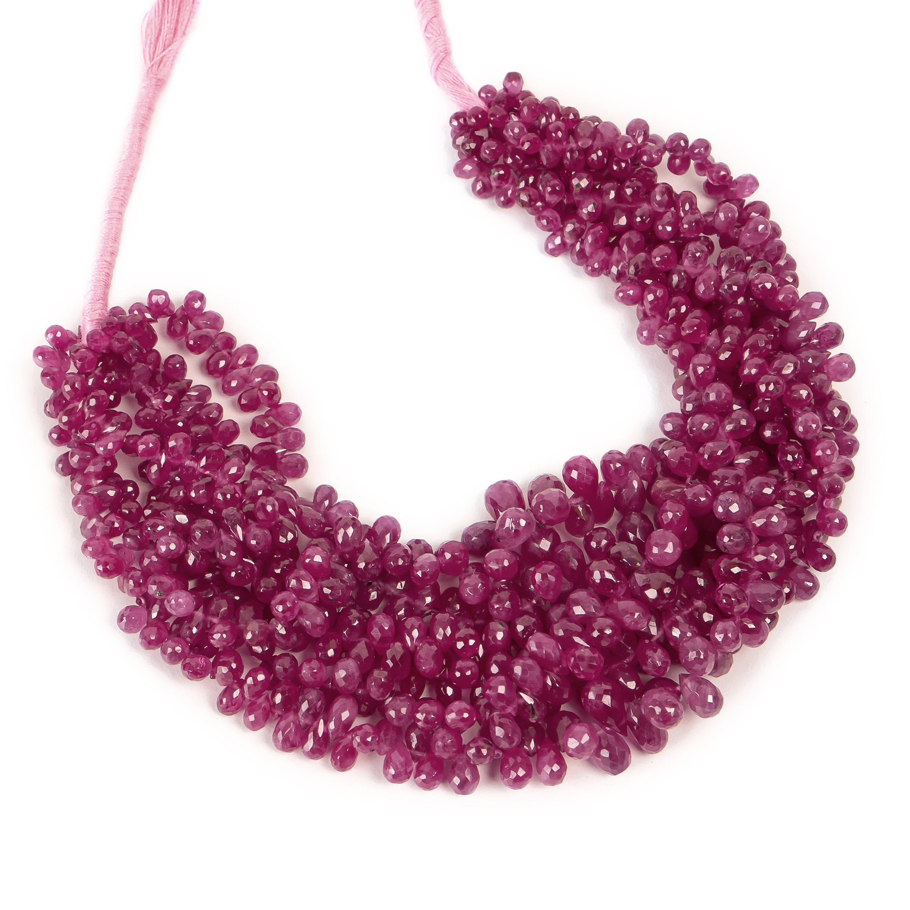 8" Natural Burma Ruby Faceted Drop Shape Gemstone Beads for Jewelry Makings