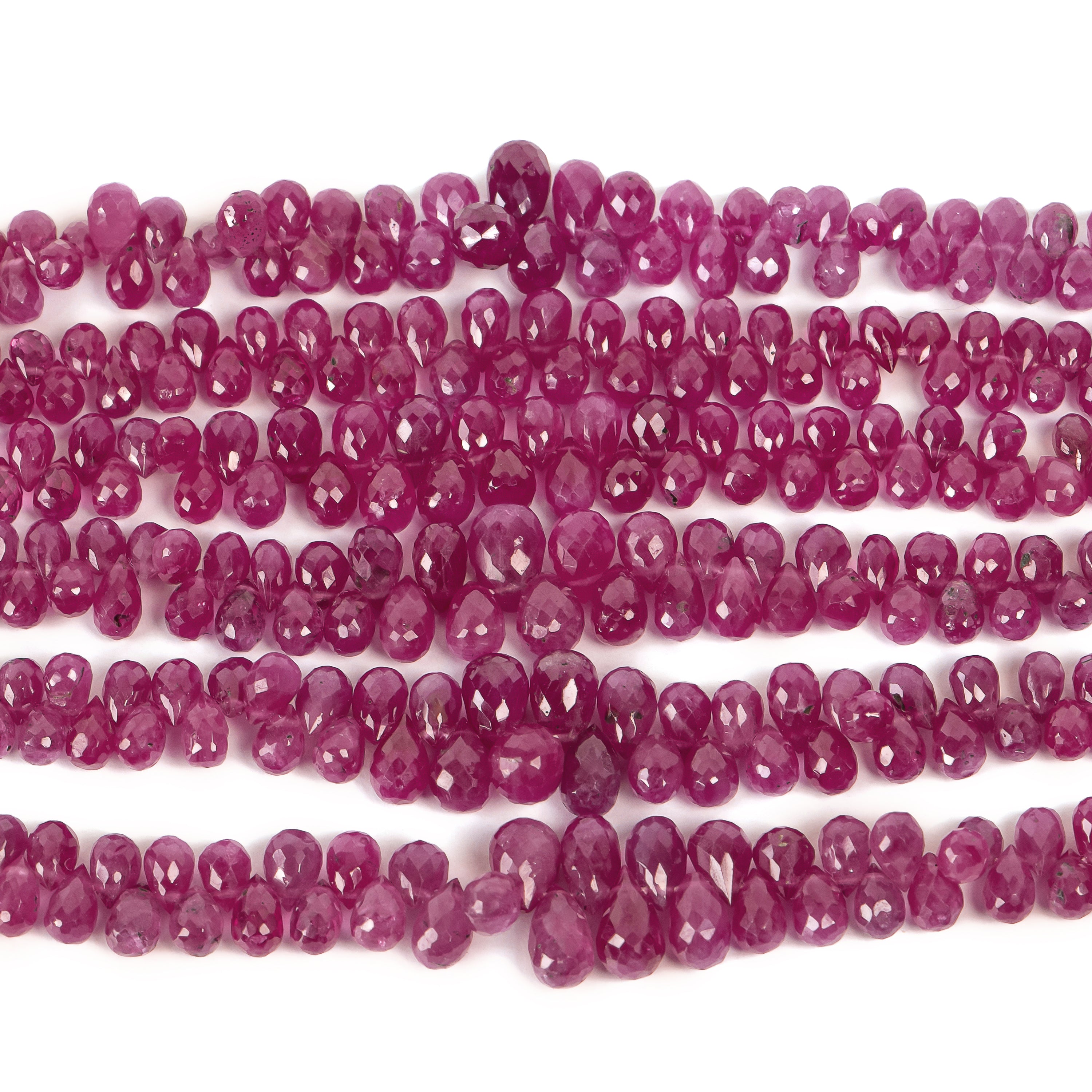 8" Natural Burma Ruby Faceted Drop Shape Gemstone Beads for Jewelry Makings