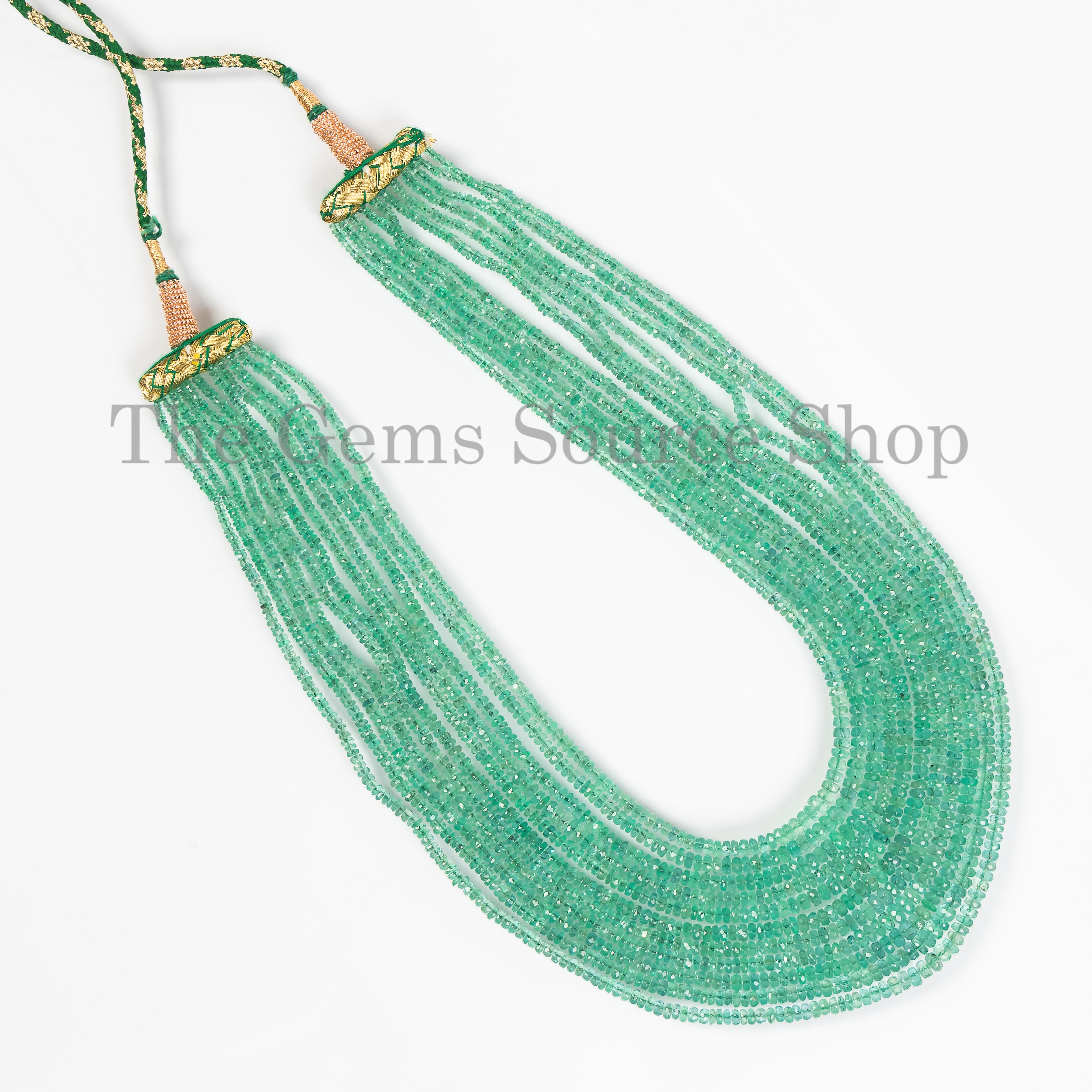 11 Lines- Natural Zambian Emerald Gemstone Beaded Women Necklace Jewelry