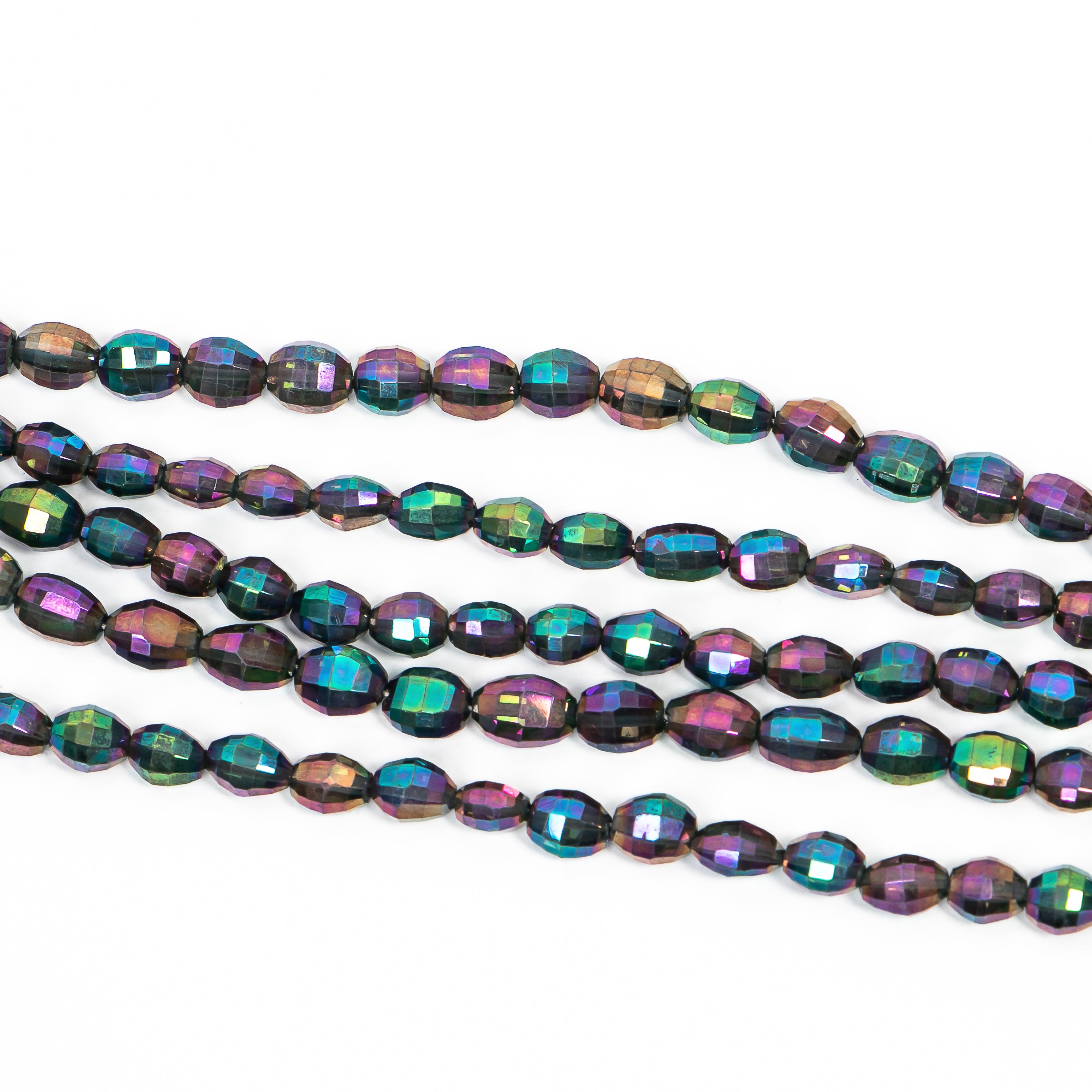 3x3.5-4.25x5mm Coated Mystic Topaz Faceted Oval 8" Beads Strand for Jewelry Makings