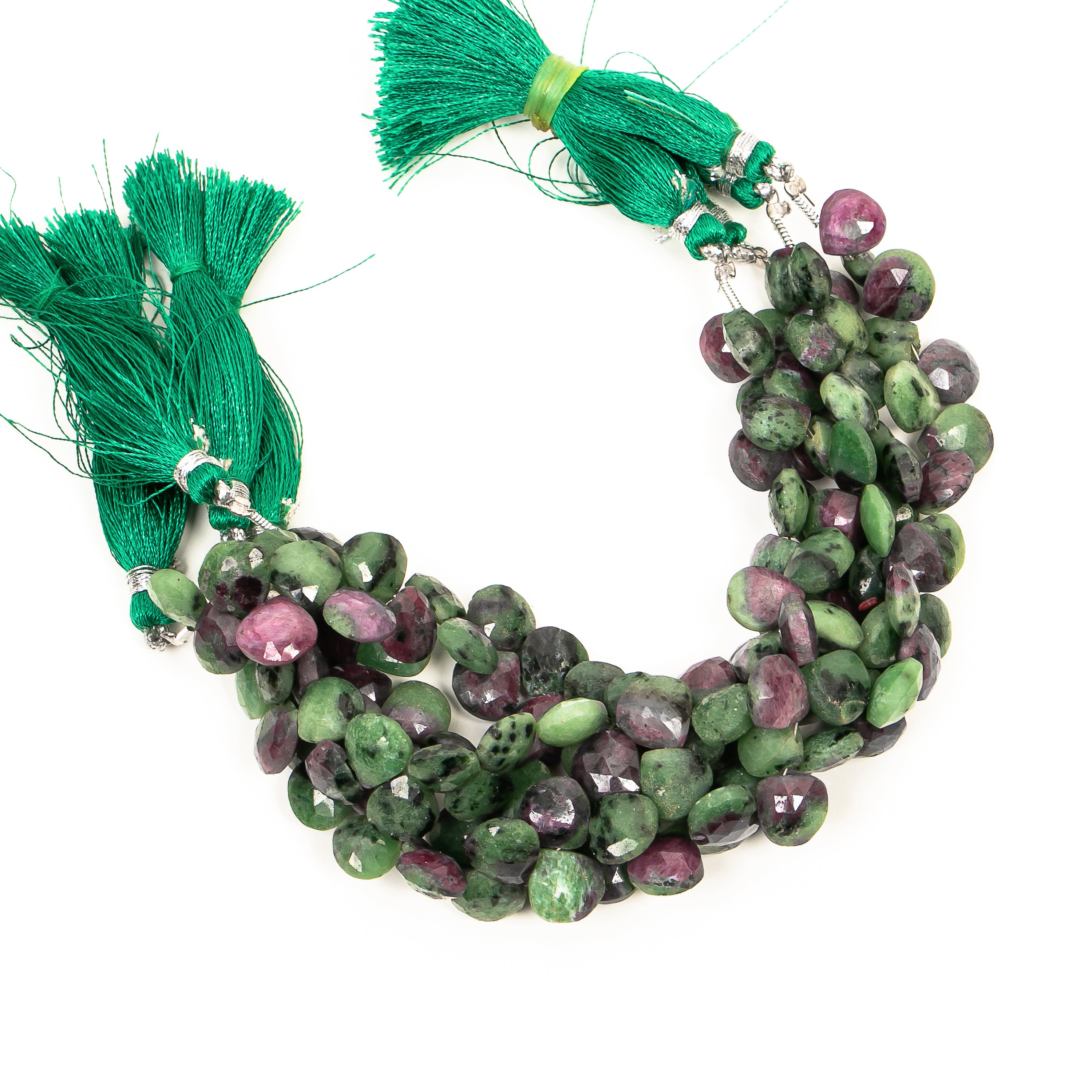 8-9mm Natural Ruby Zoisite Faceted Heart 6" Beads Strand for Jewelry Makings