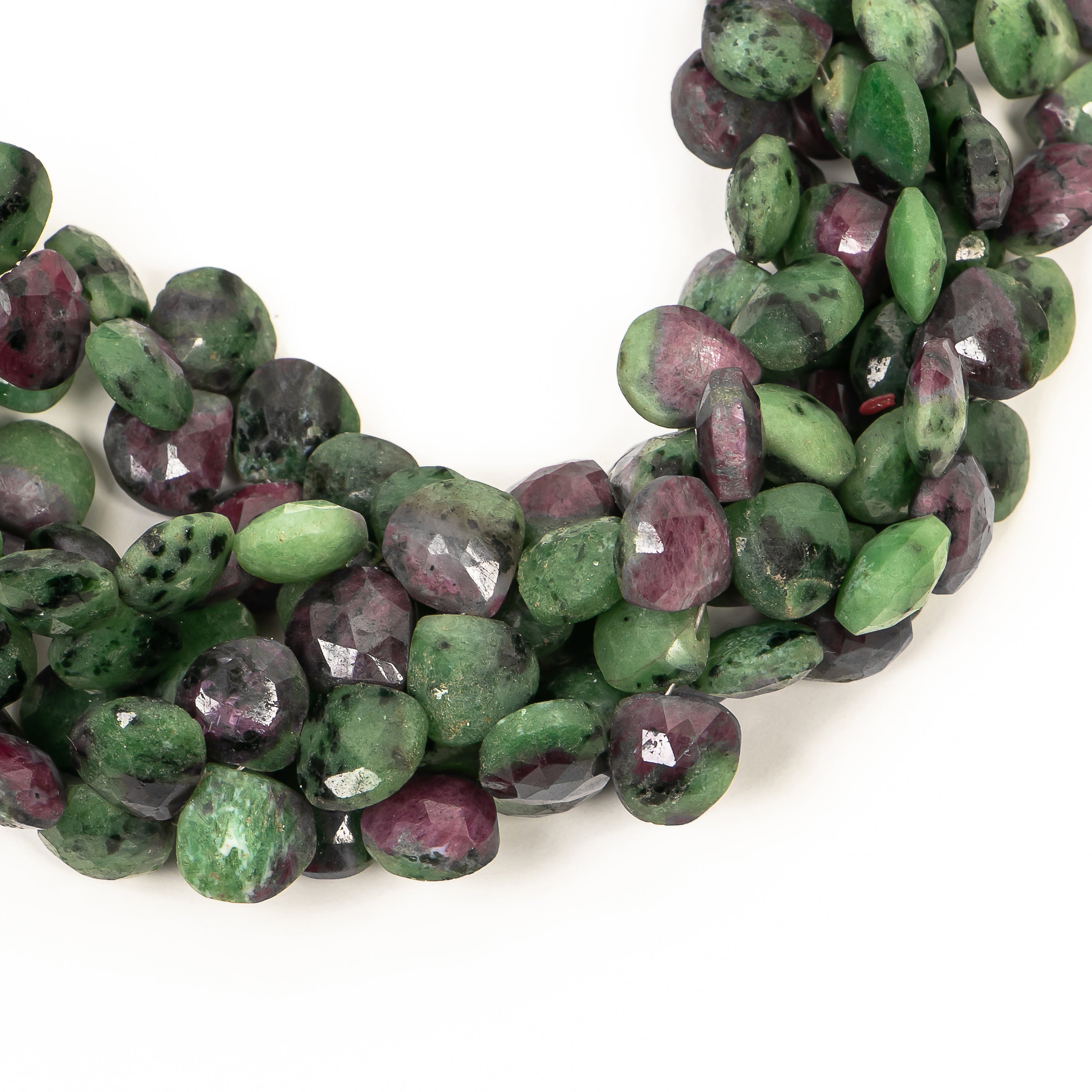 8-9mm Natural Ruby Zoisite Faceted Heart 6" Beads Strand for Jewelry Makings