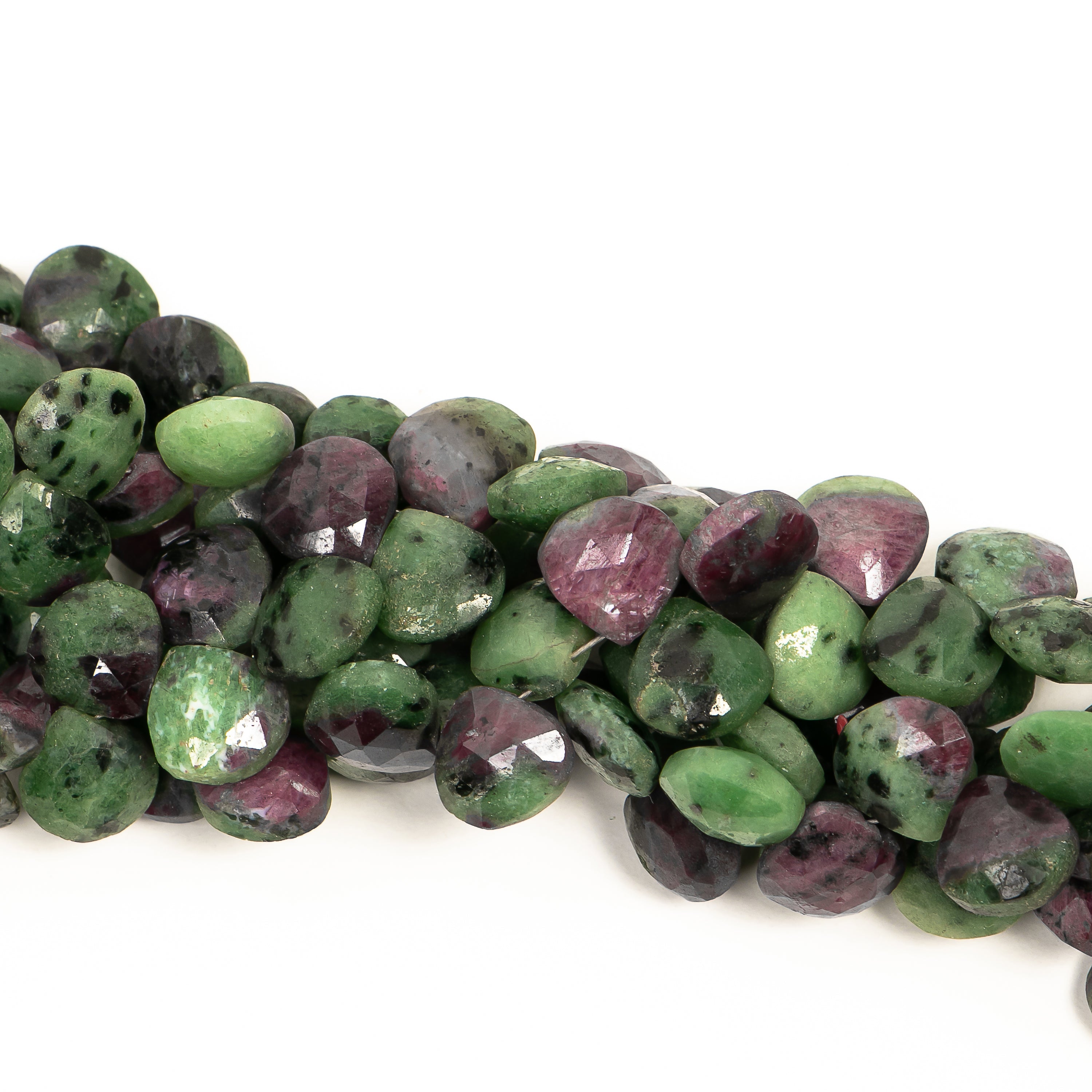 8-9mm Natural Ruby Zoisite Faceted Heart 6" Beads Strand for Jewelry Makings