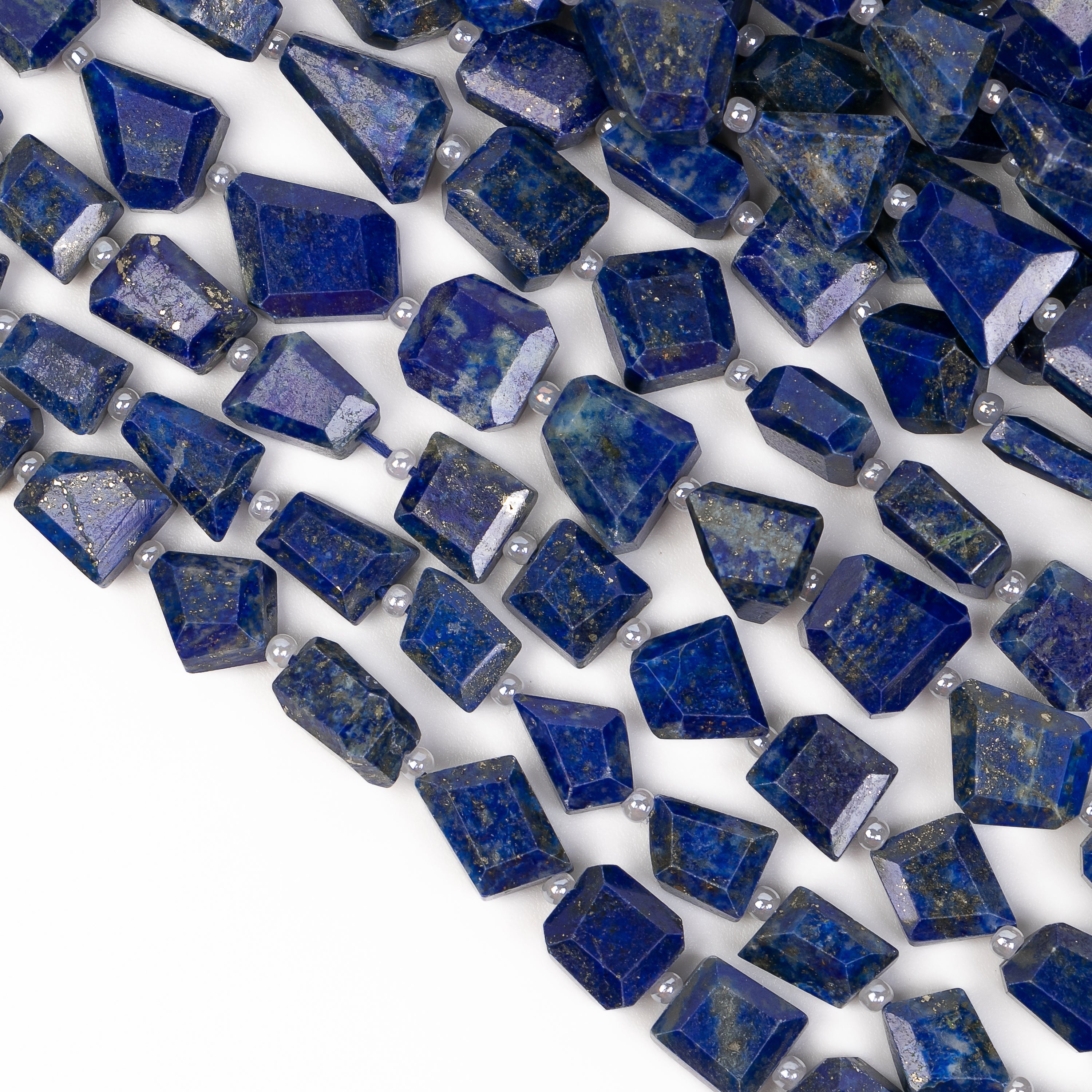 14" Afghanistan Natural Lapis Lazuli Faceted Nugget Gemstone Beads Strand 5x6-7x8mm