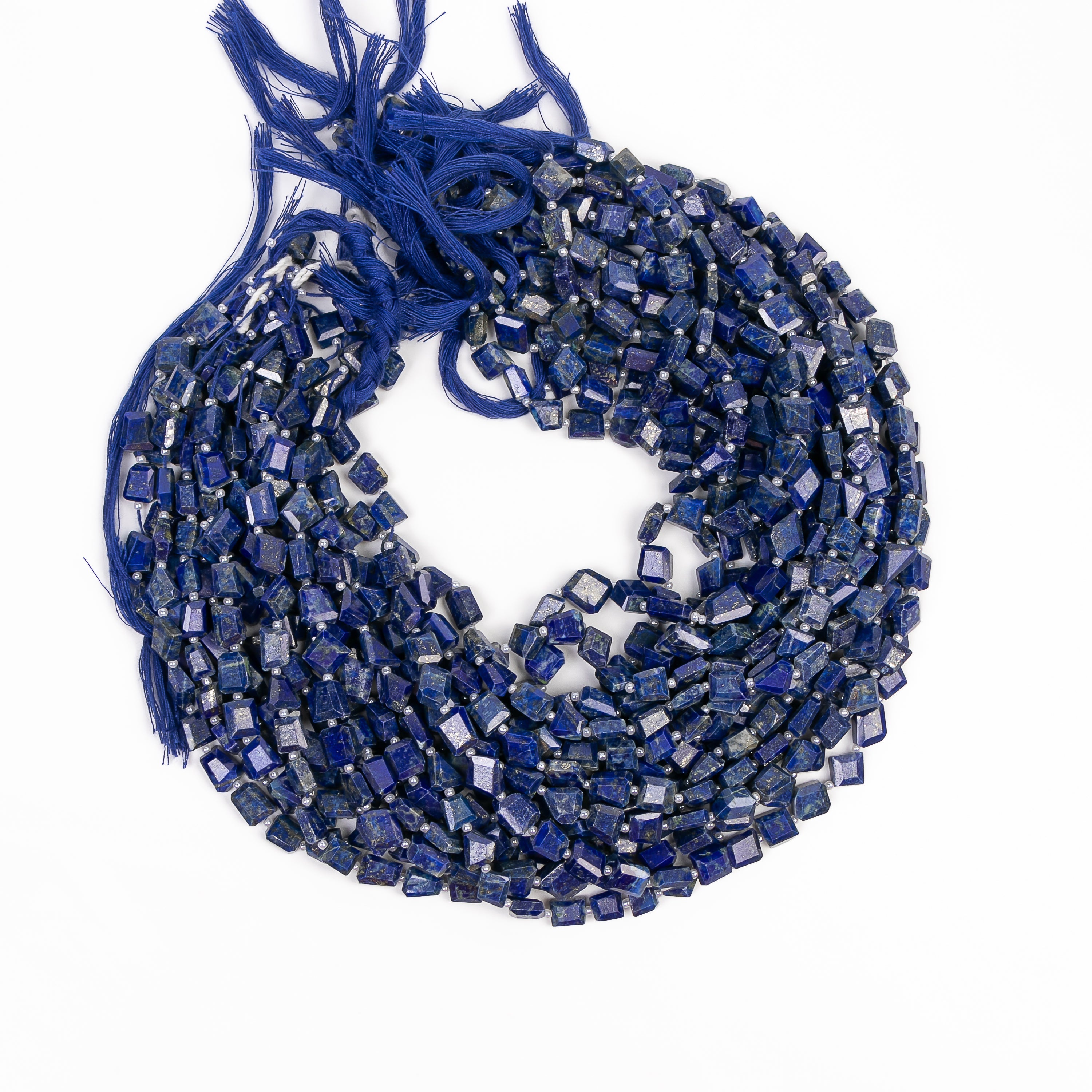 14" Afghanistan Natural Lapis Lazuli Faceted Nugget Gemstone Beads Strand 5x6-7x8mm