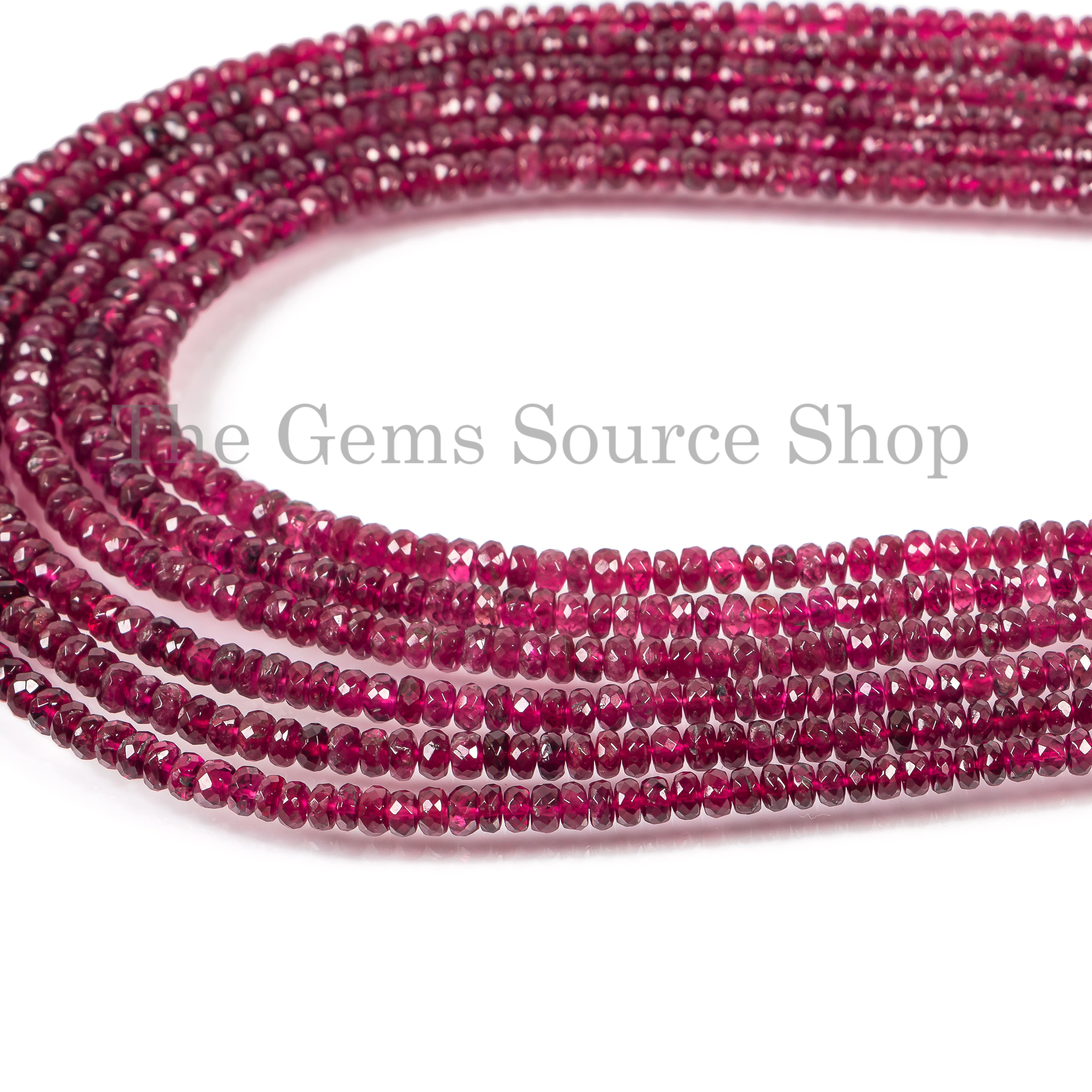 21" Natural Rubellite Tourmaline Beaded Gemstone Necklace- Perfect Gift for Her