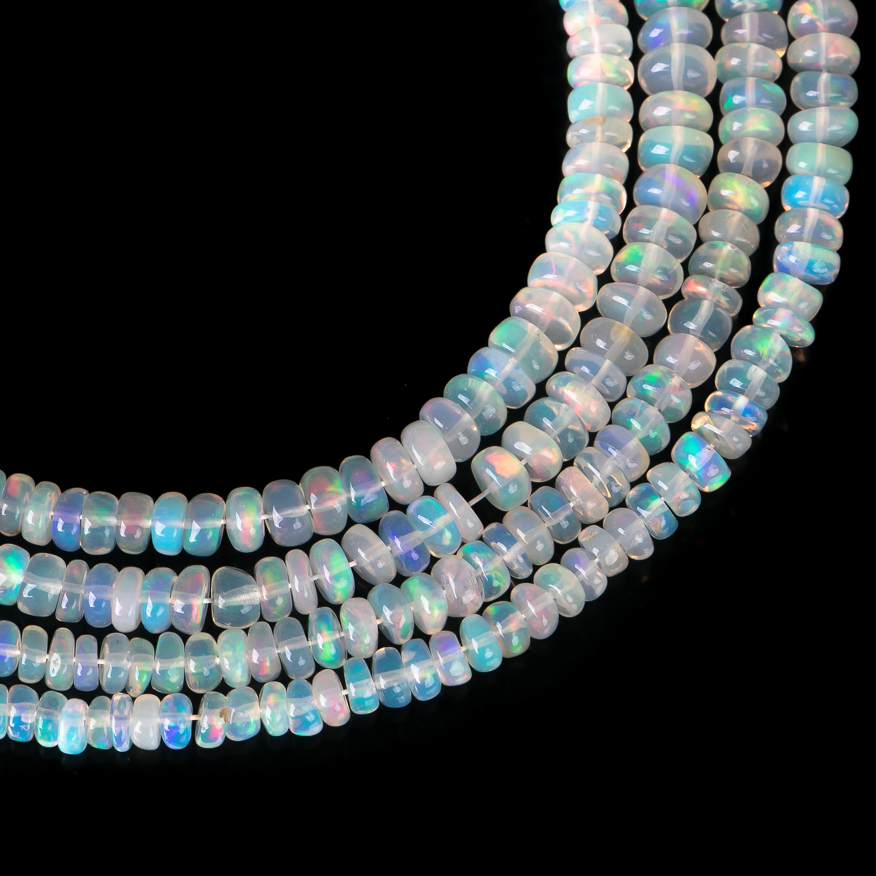 2.5-5.5mm Natural Ethiopian Opal Smooth Rondelle 13" Beads Strand for Jewelry Makings