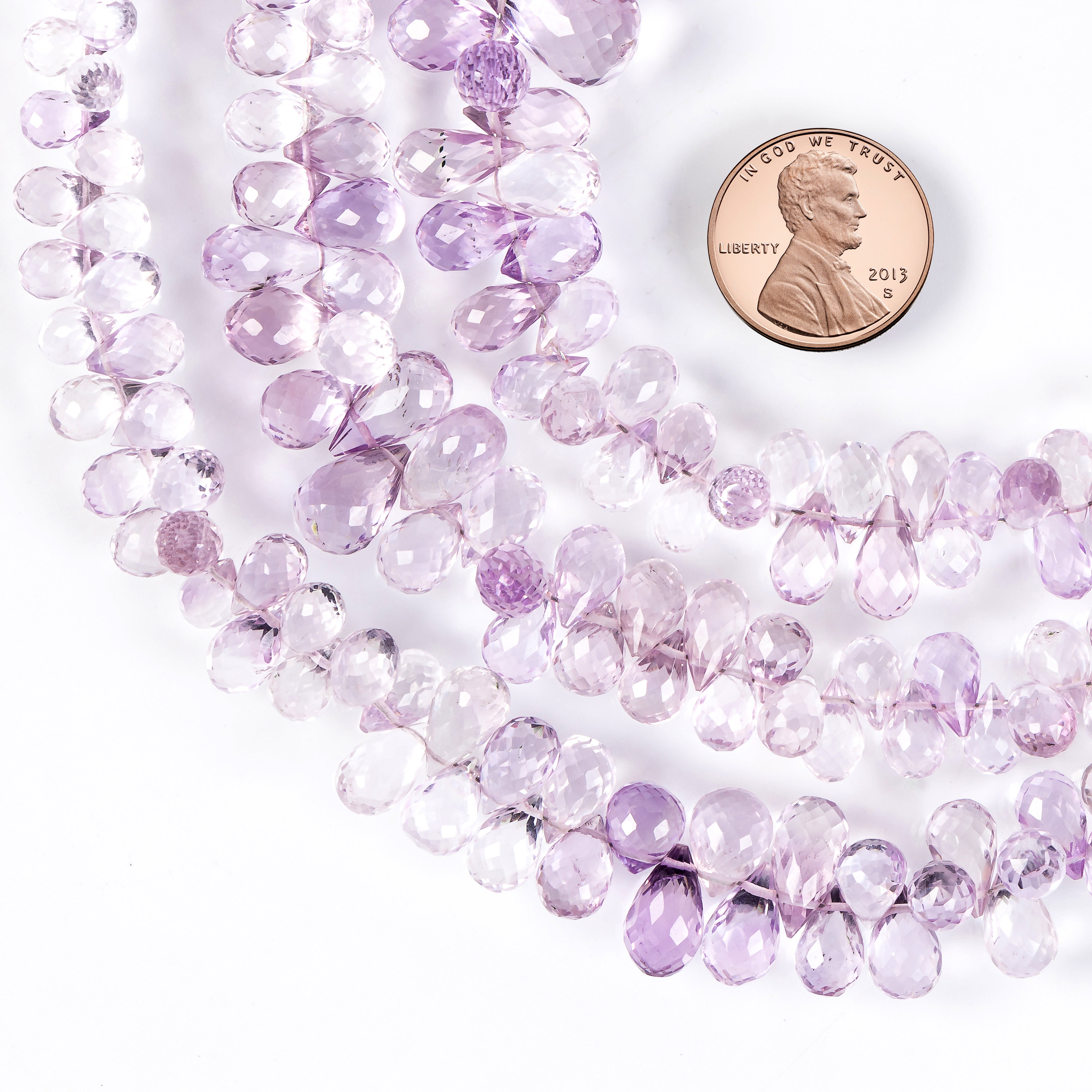 5x7-7x11mm-8" Natural Pink Amethyst Faceted Drop Shape Gemstone Beads Strand