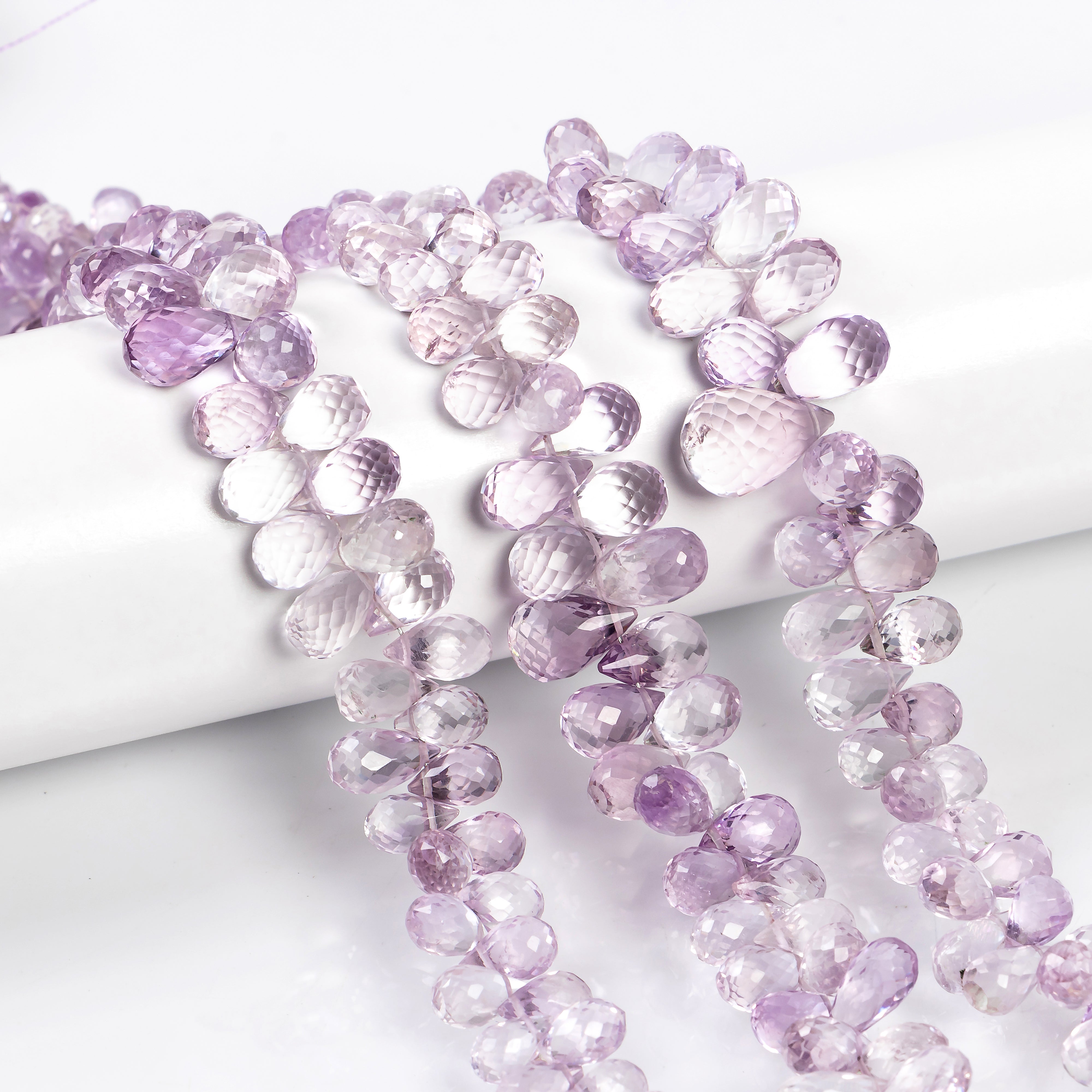 5x7-7x11mm-8" Natural Pink Amethyst Faceted Drop Shape Gemstone Beads Strand