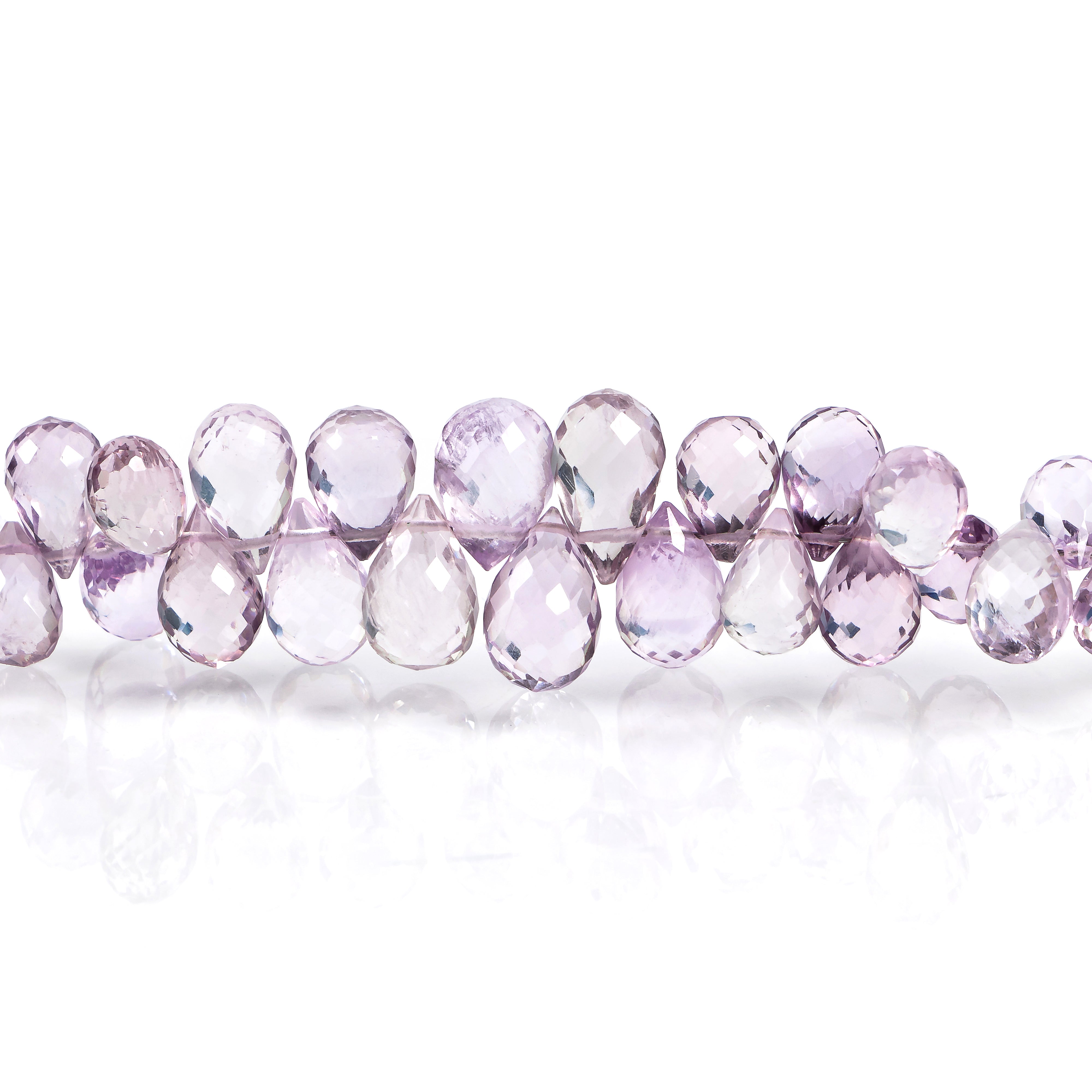 5x7-7x11mm-8" Natural Pink Amethyst Faceted Drop Shape Gemstone Beads Strand