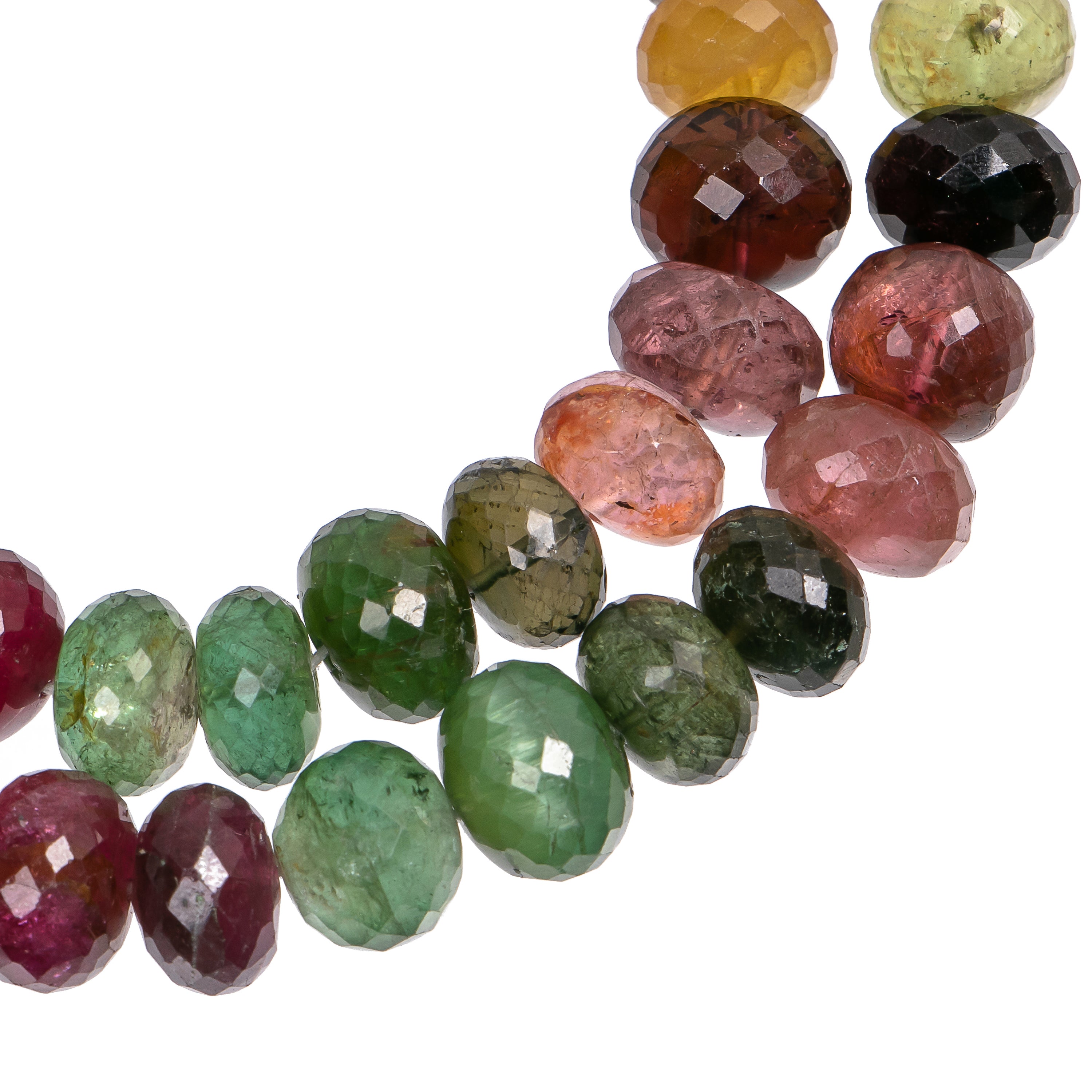 10-12mm-14" Natural Multi Tourmaline Faceted Rondelle Shape Gemstone Beads Strand