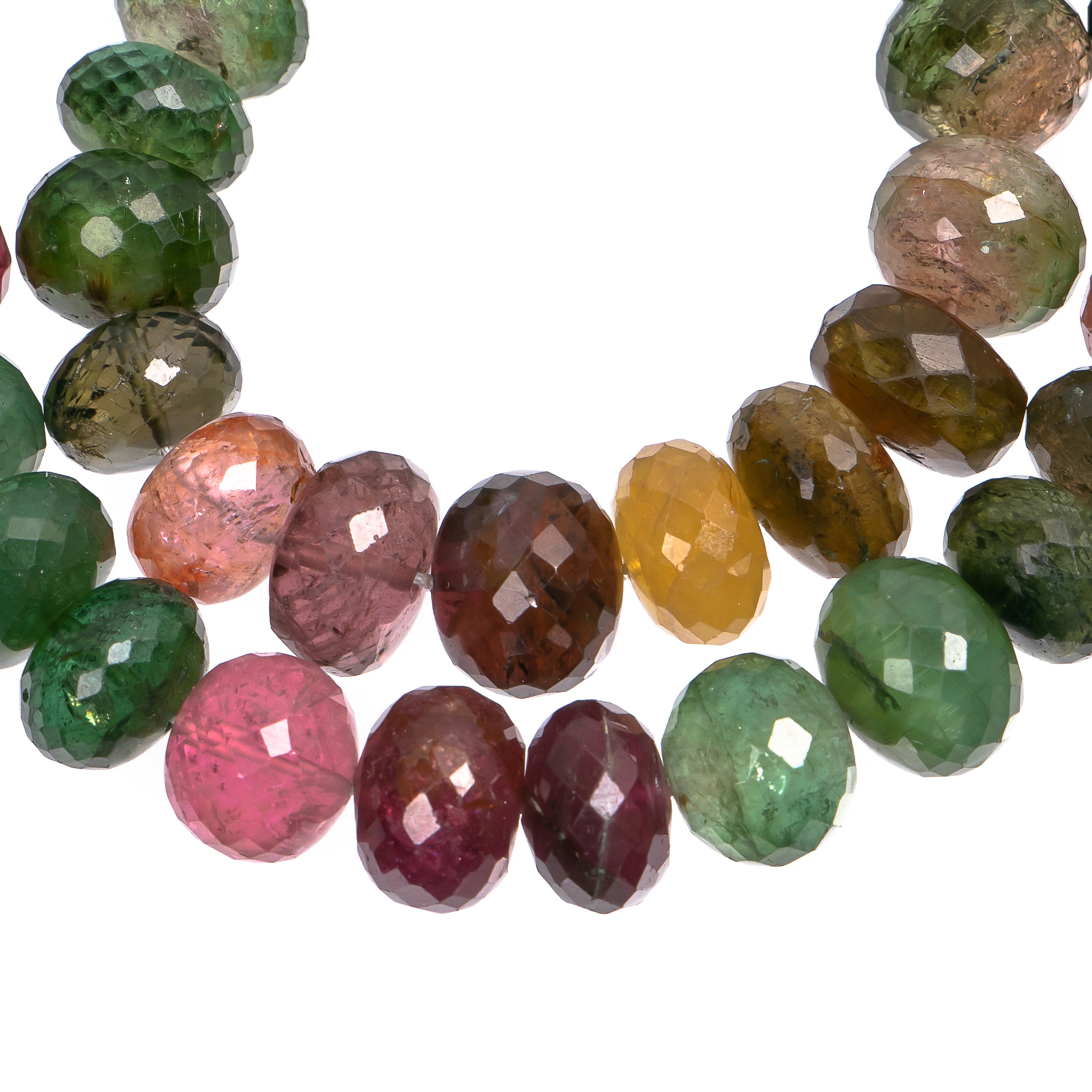 10-12mm-14" Natural Multi Tourmaline Faceted Rondelle Shape Gemstone Beads Strand