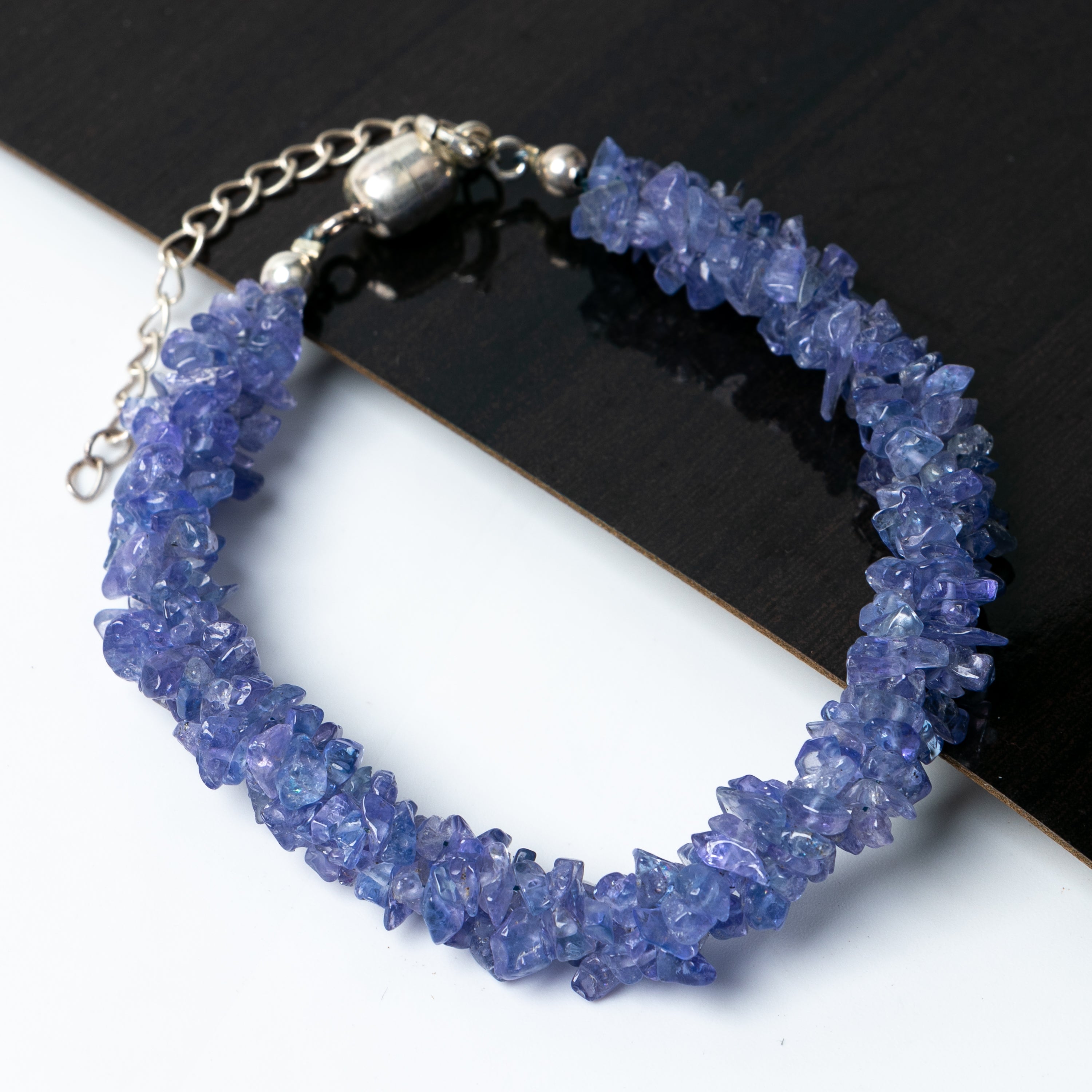 Natural Tanzanite Uncut Chips Beaded Bracelet- Handmade Unisex Jewelry