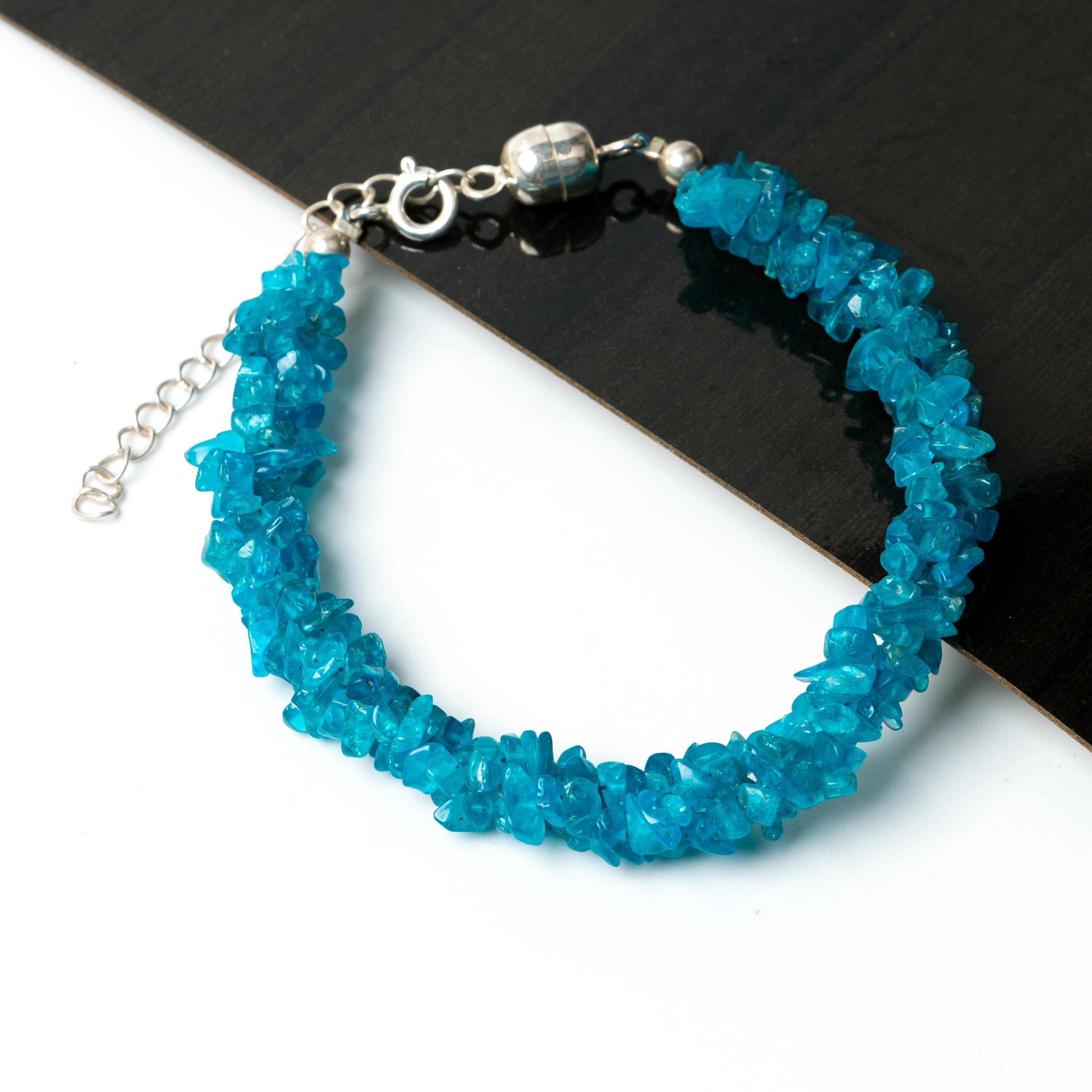 Neon Apatite Uncut Chips Beaded Bracelet for Men and Women- Handmade Bohochic Jewelry