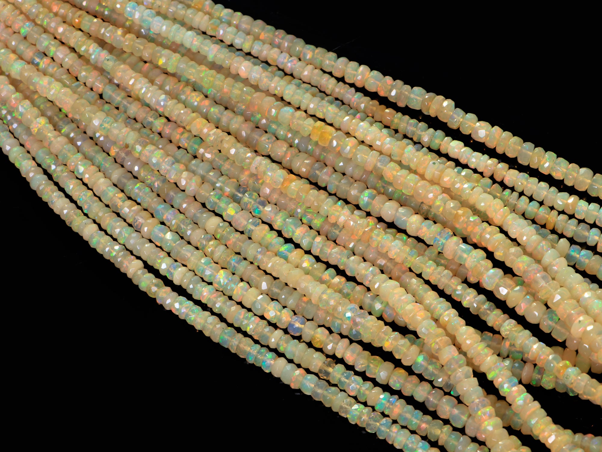 3.5-4.5mm-19" Natural Ethiopian Opal Faceted Rondelle Shape Beads for Jewelry Makings