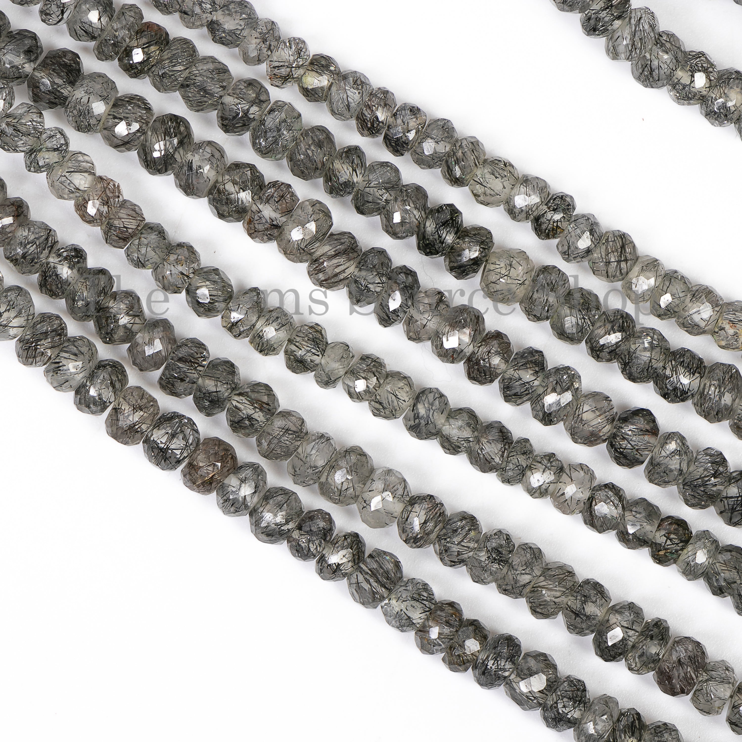 Black Rutile Rondelle Beads