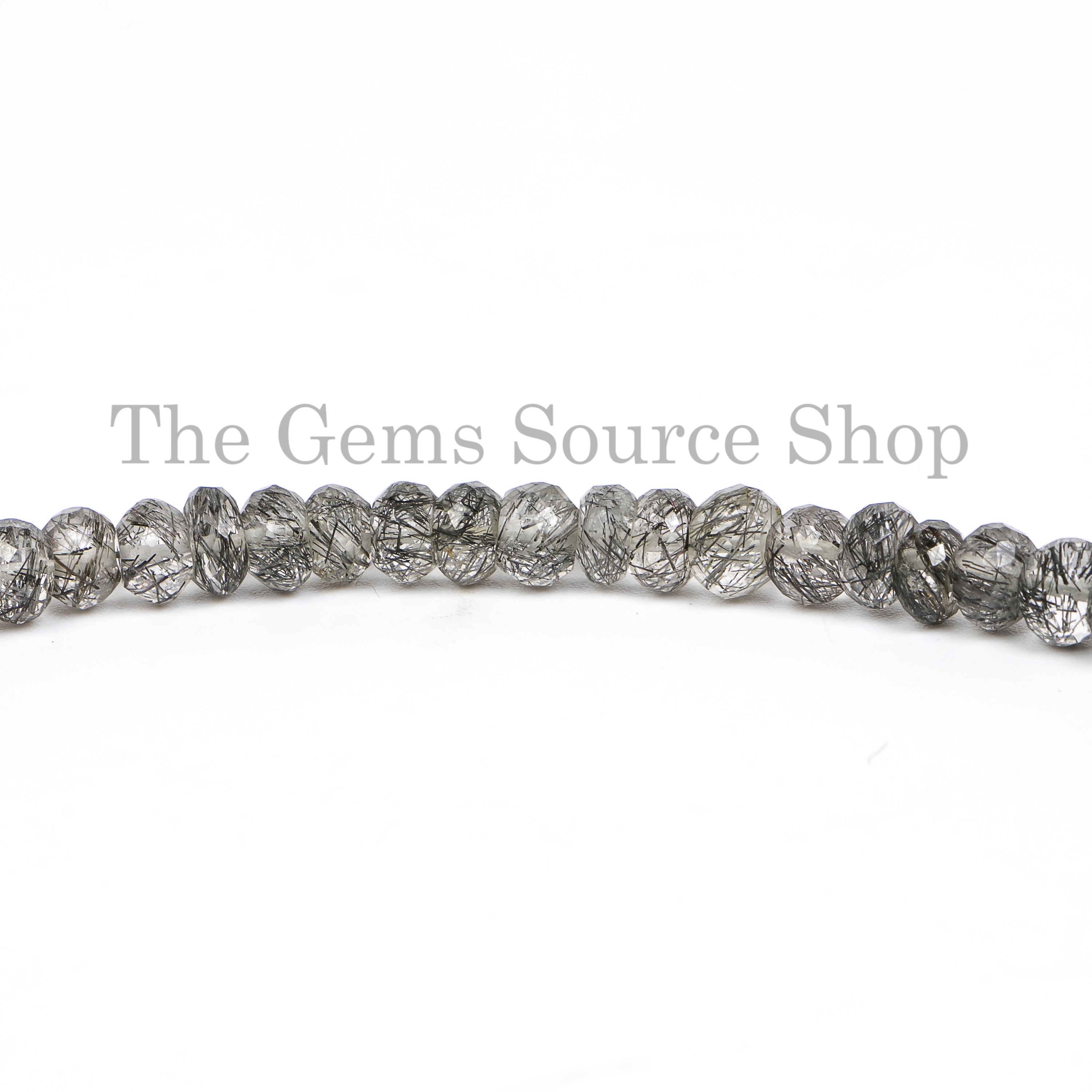 Black Rutile Center Drill Beads