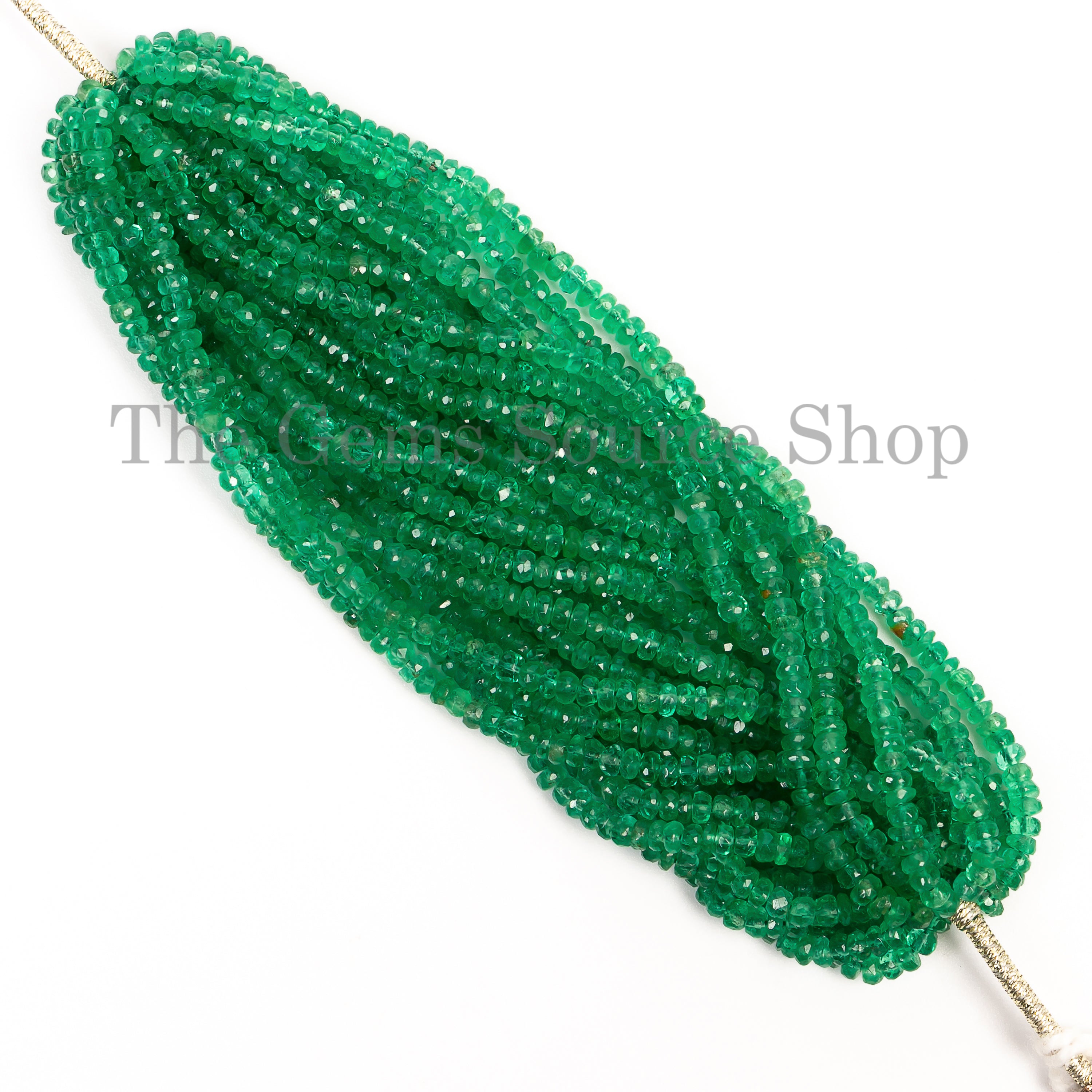 Emerald Rondelle Beads LOT