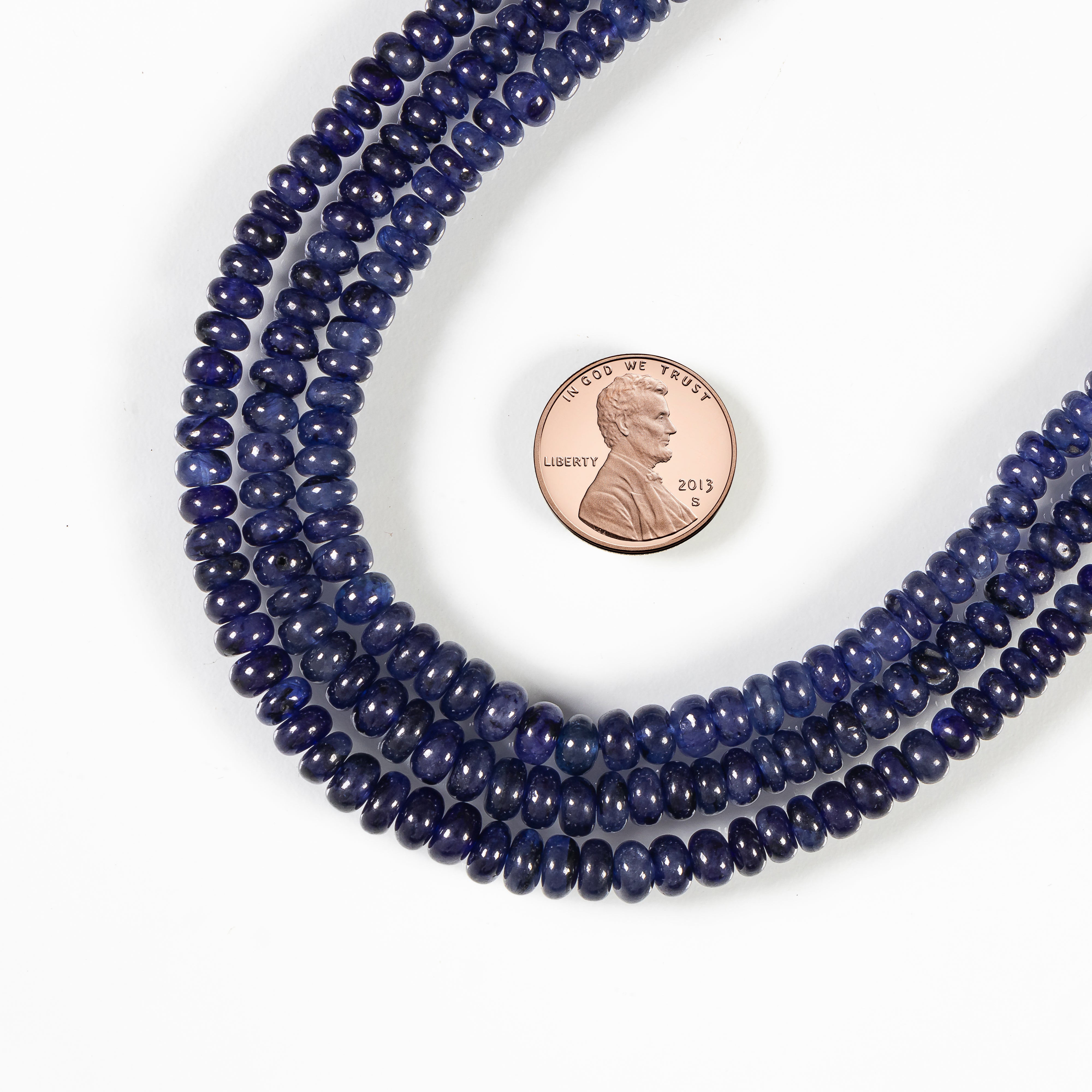 Natural Blue Sapphire Rondelle Beaded Women Necklace- Handcrafted Statement Jewelry