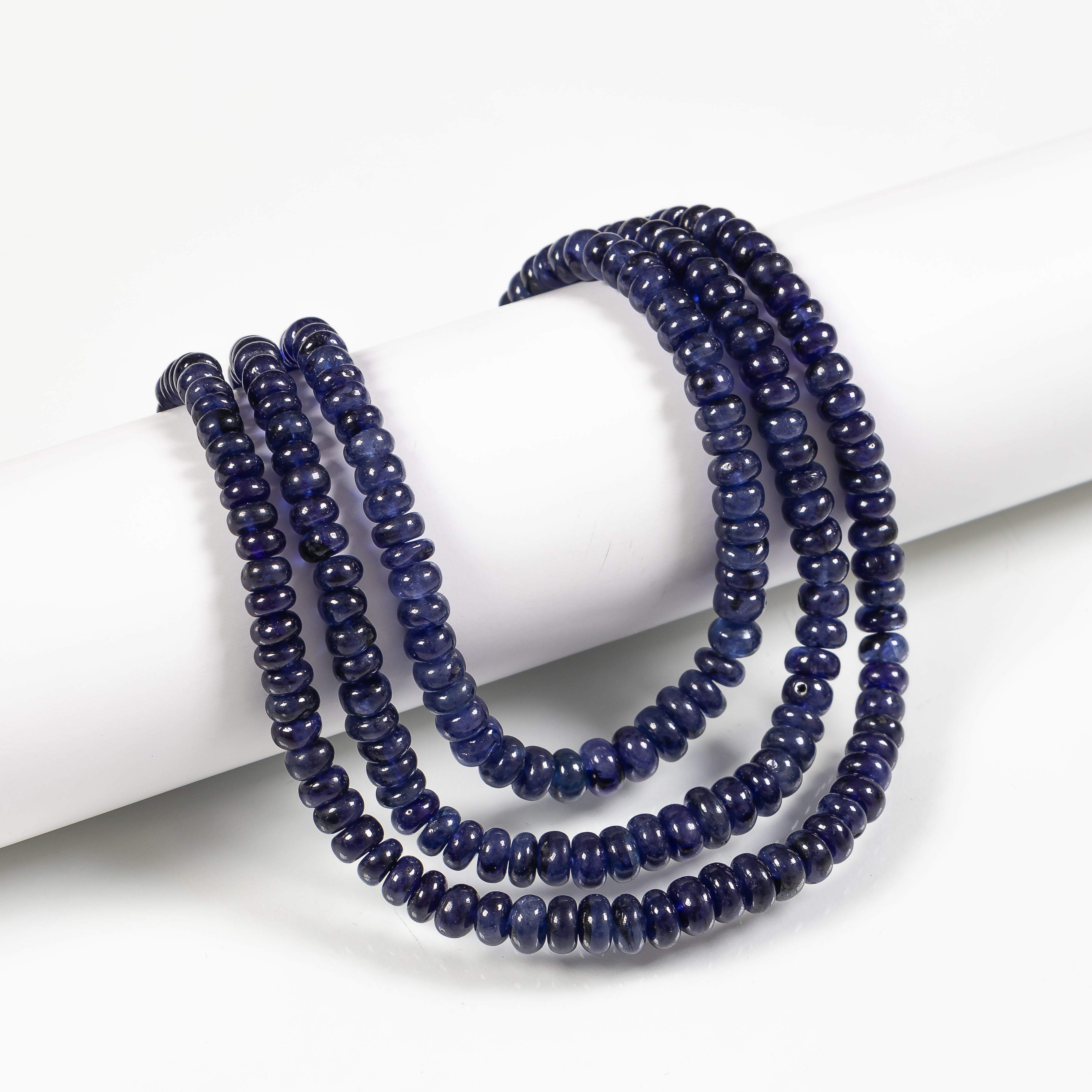 Natural Blue Sapphire Rondelle Beaded Women Necklace- Handcrafted Statement Jewelry