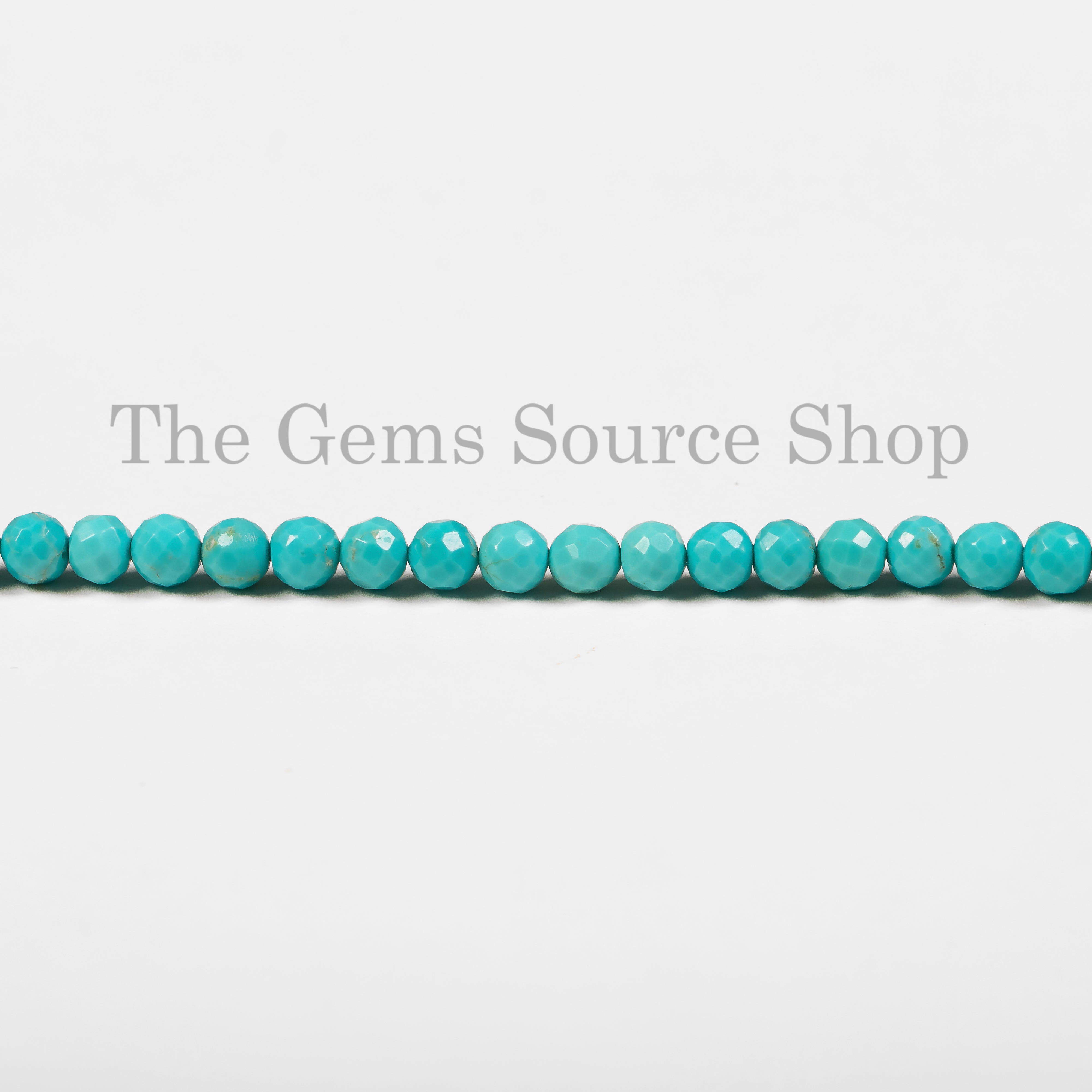 Wholesale Natural Turquoise 4-5mm Faceted Round Gemstone Beads 13" Strand