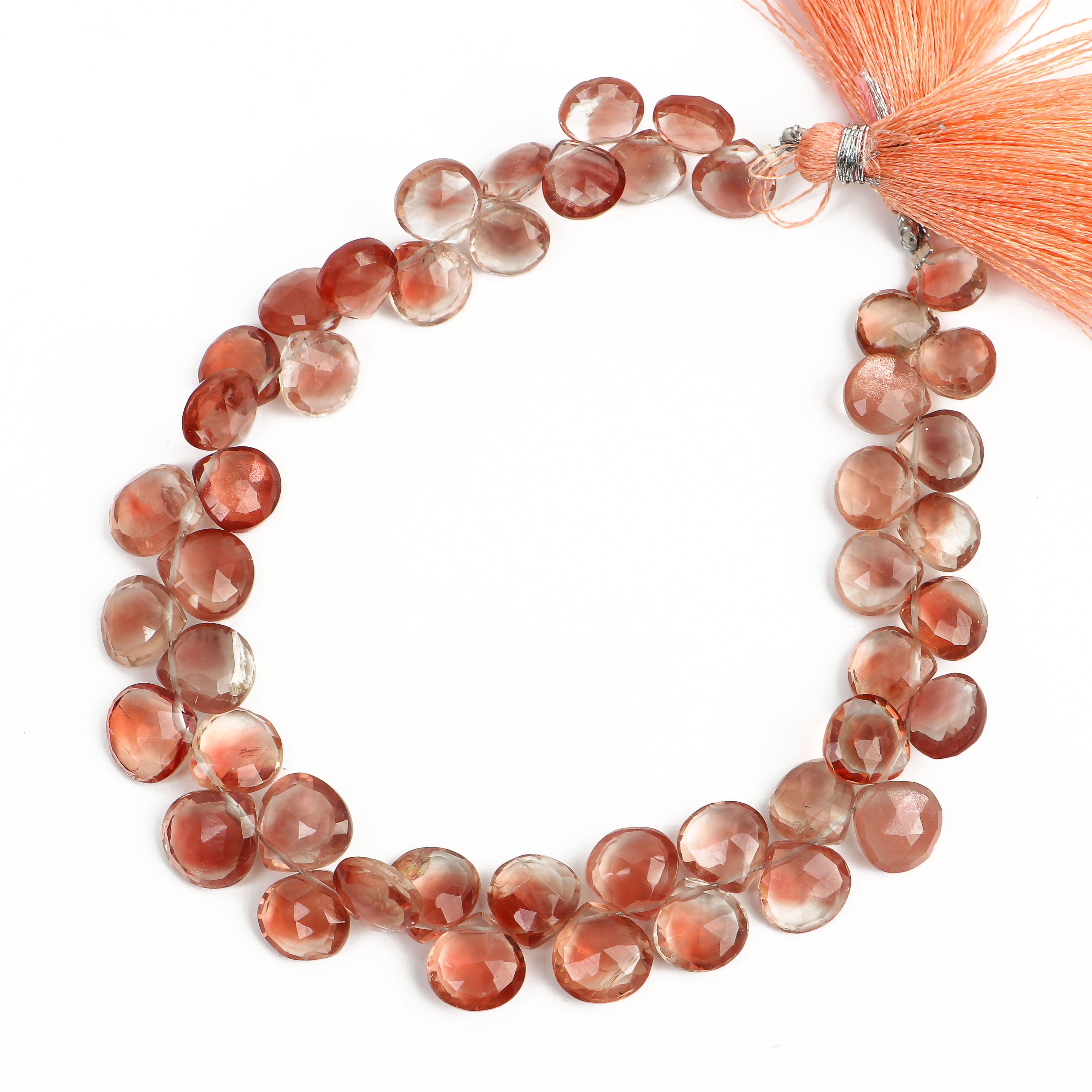 Natural Oregon Sunstone Faceted Heart Shape Wholesale Gemstone Beads Strand- 7-9mm-8"