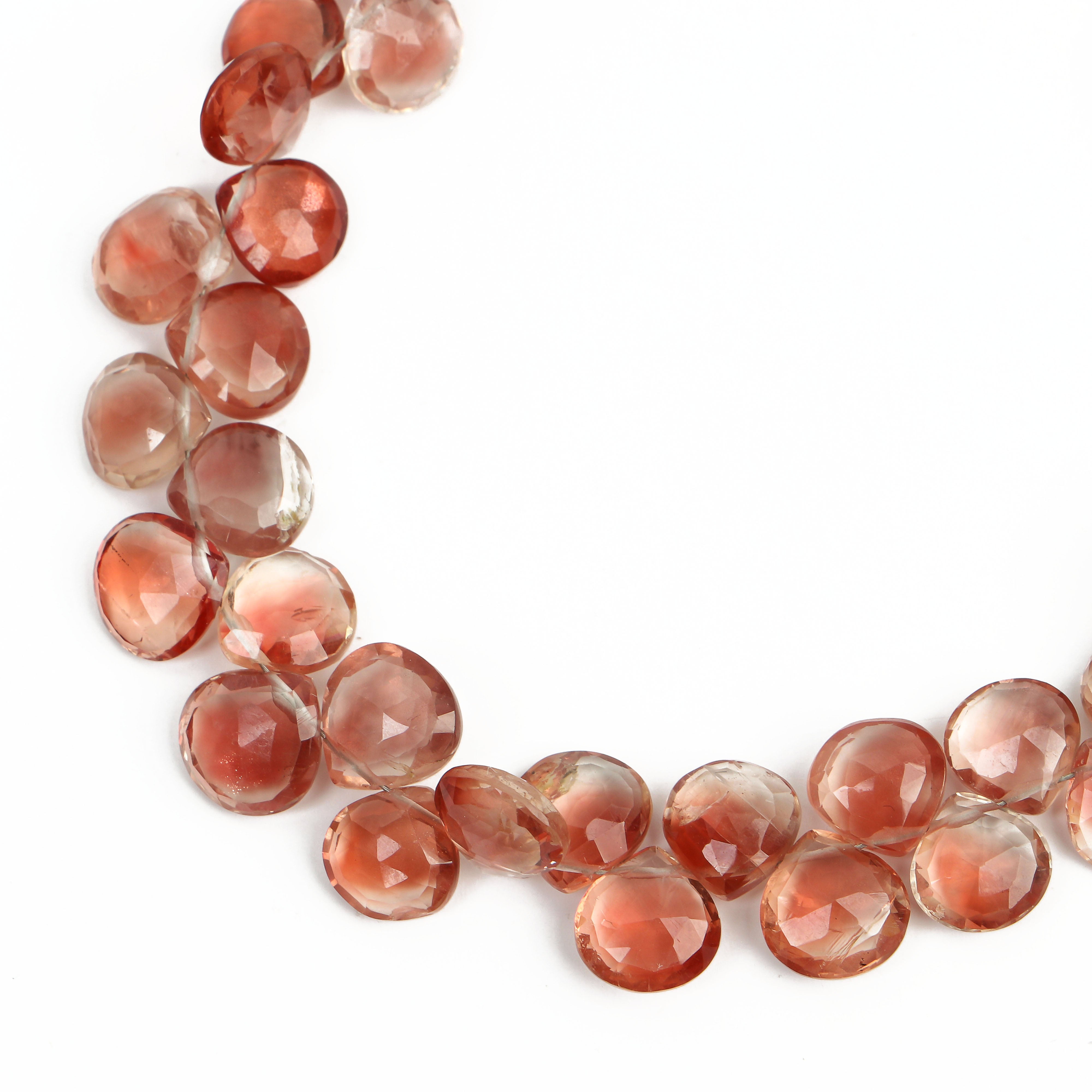 Natural Oregon Sunstone Faceted Heart Shape Wholesale Gemstone Beads Strand- 7-9mm-8"