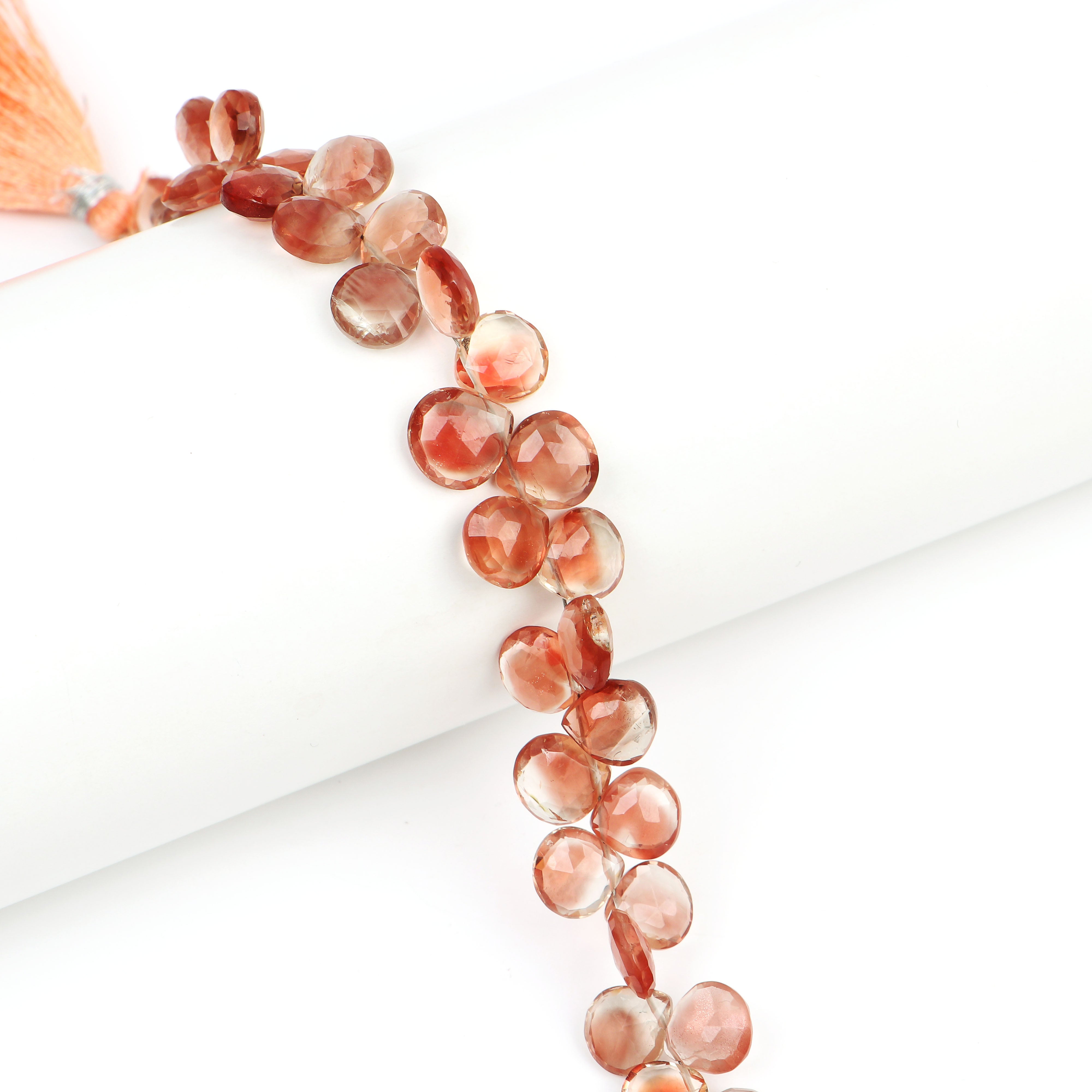 Natural Oregon Sunstone Faceted Heart Shape Wholesale Gemstone Beads Strand- 7-9mm-8"