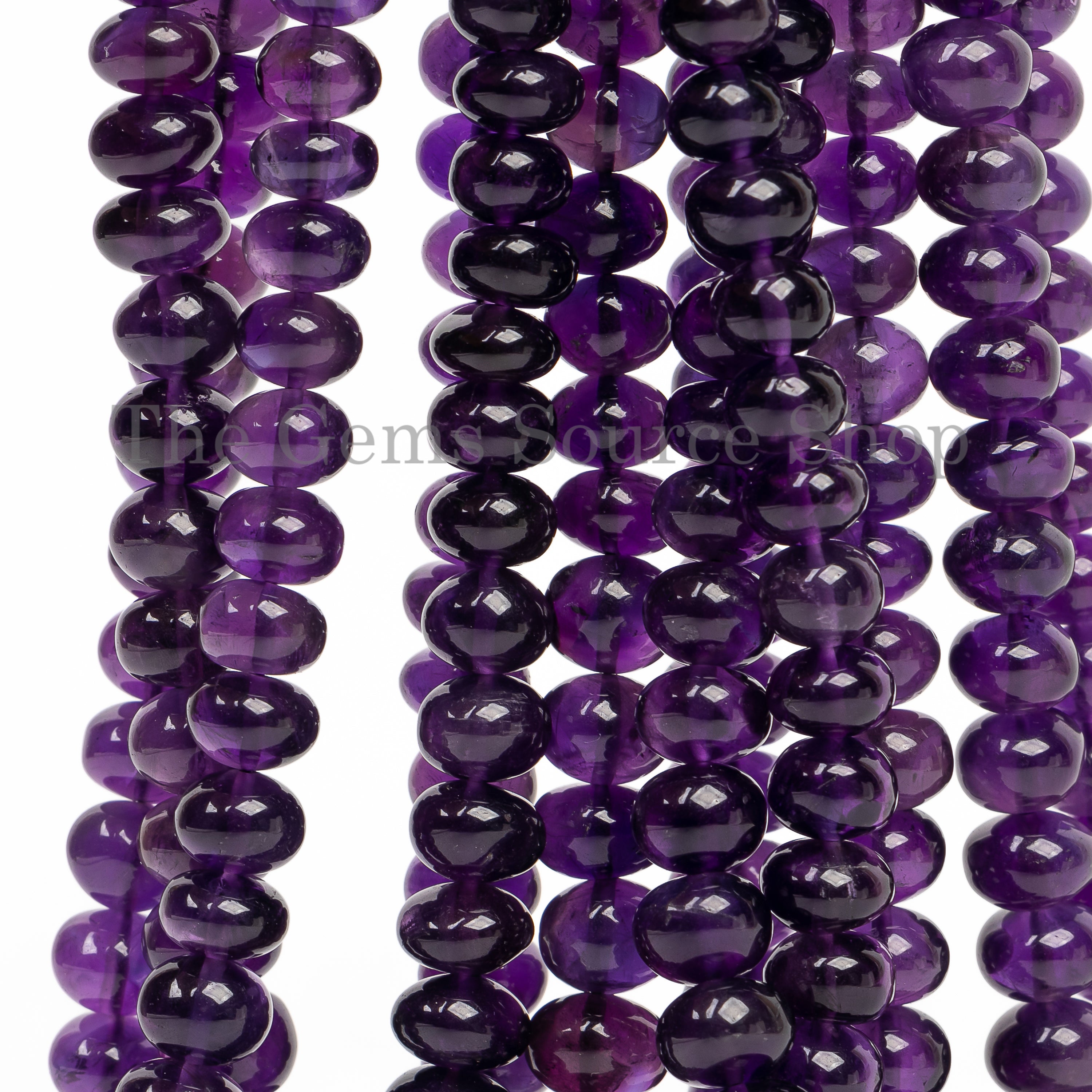 Natural Brazil Amethyst Plain Smooth Rondelle Beads – TheGemSource