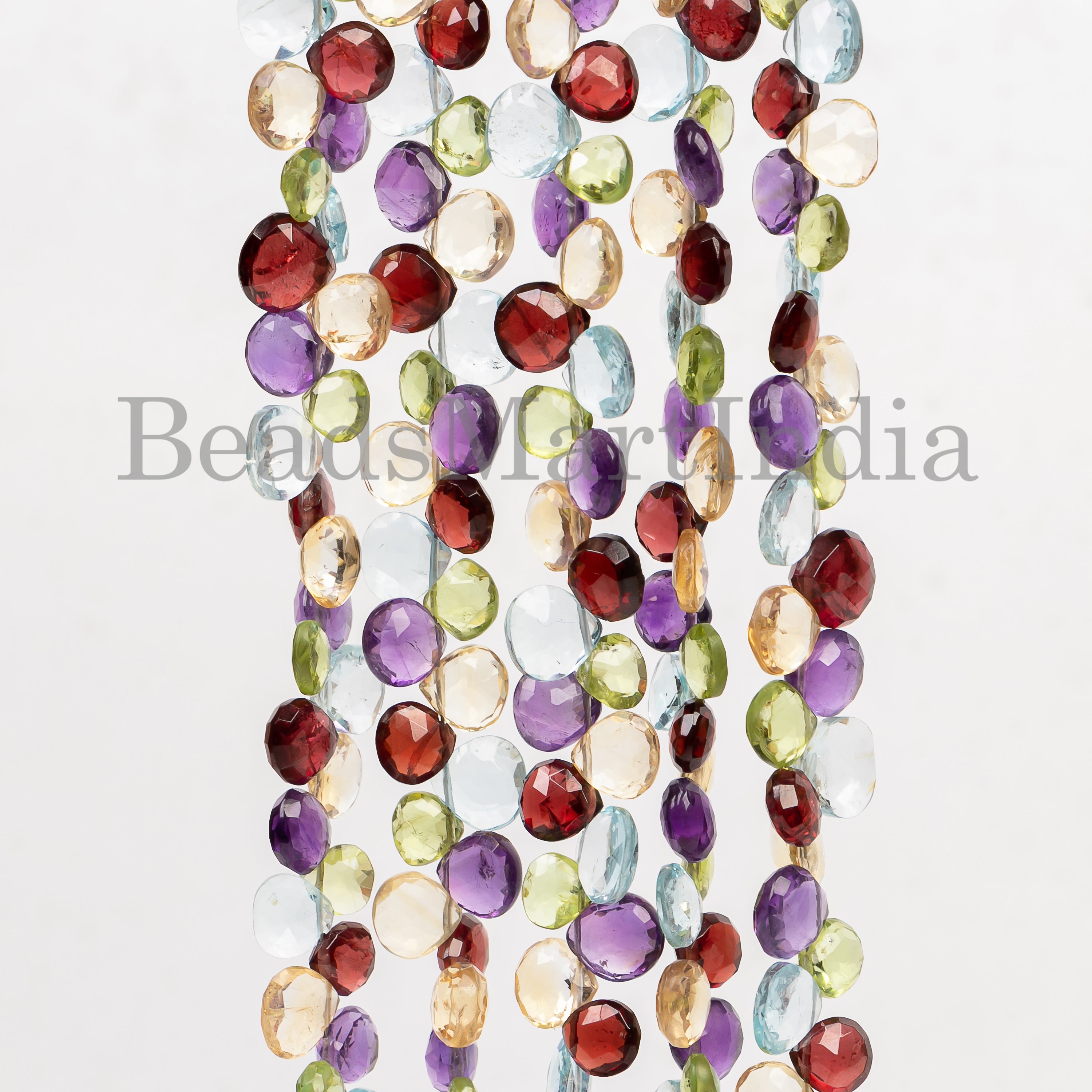 6-7mm-12" Multi Gemstone Faceted Heart Shape Wholesale Gemstone Loose Beads