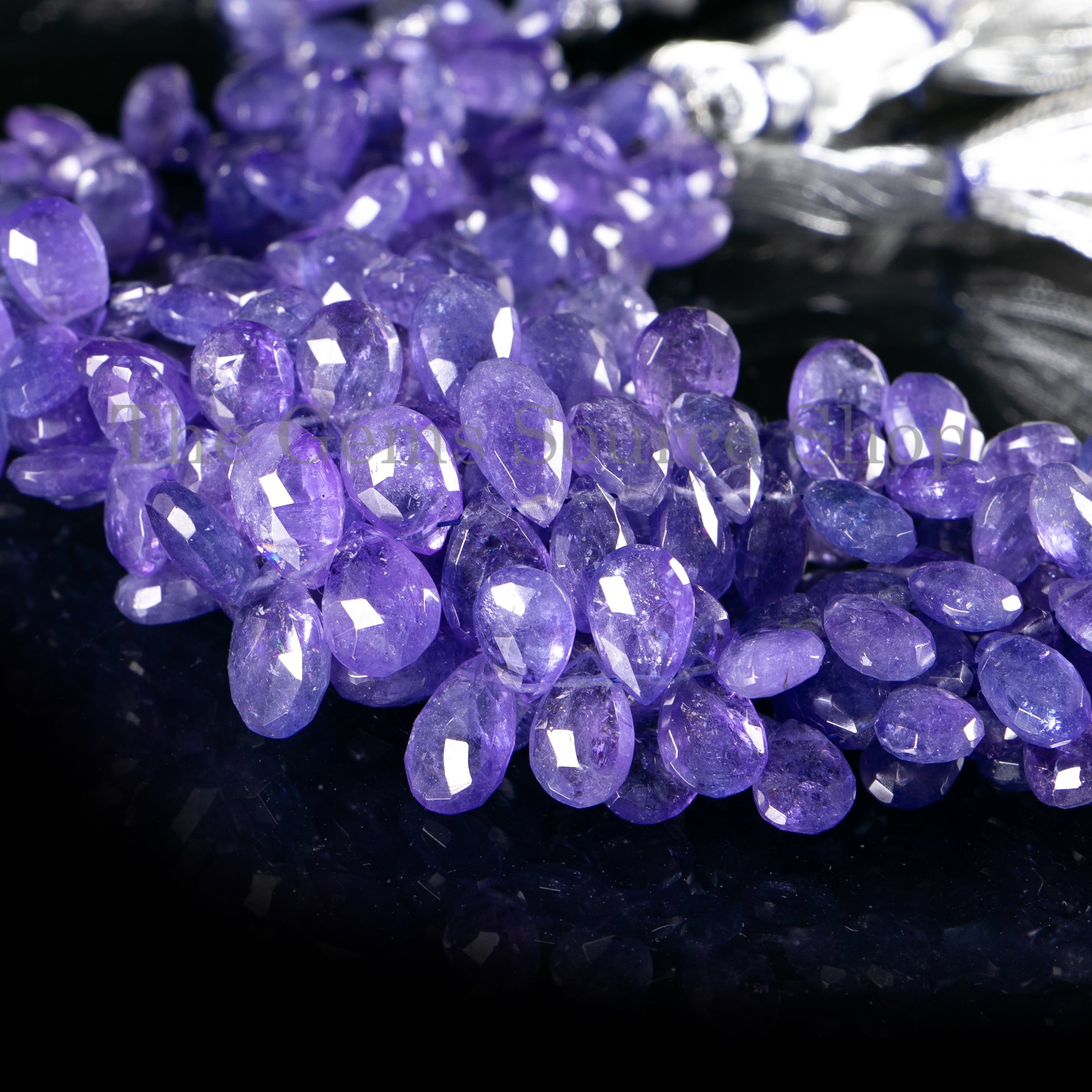 Wholesale Natural Tanzanite Faceted Pear 4.5x6-7x12mm Gemstone Beads 9" Strand