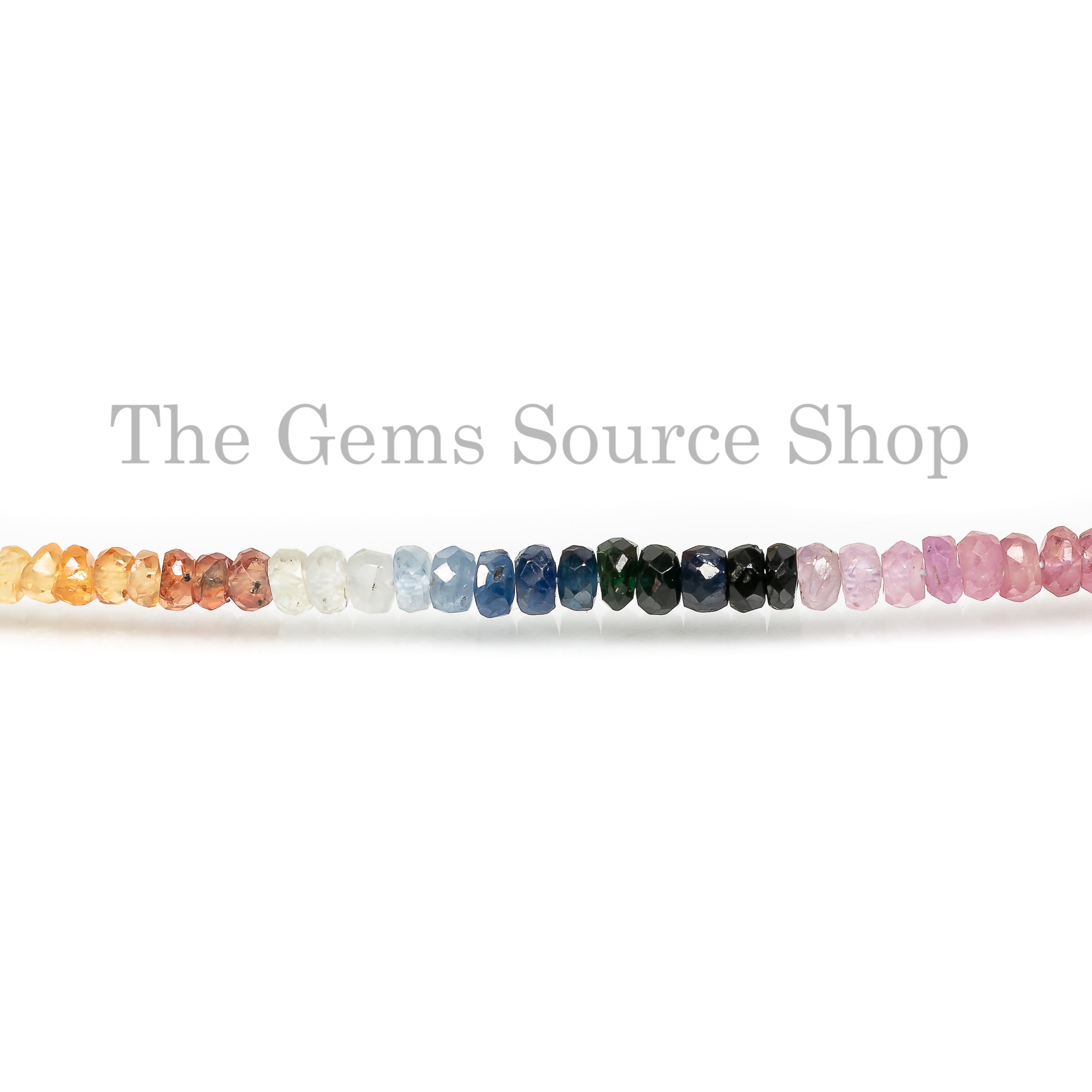 Multi Sapphire Faceted Rondelle Wholesale 3.5-4mm Gemstone Beads 15" Strand