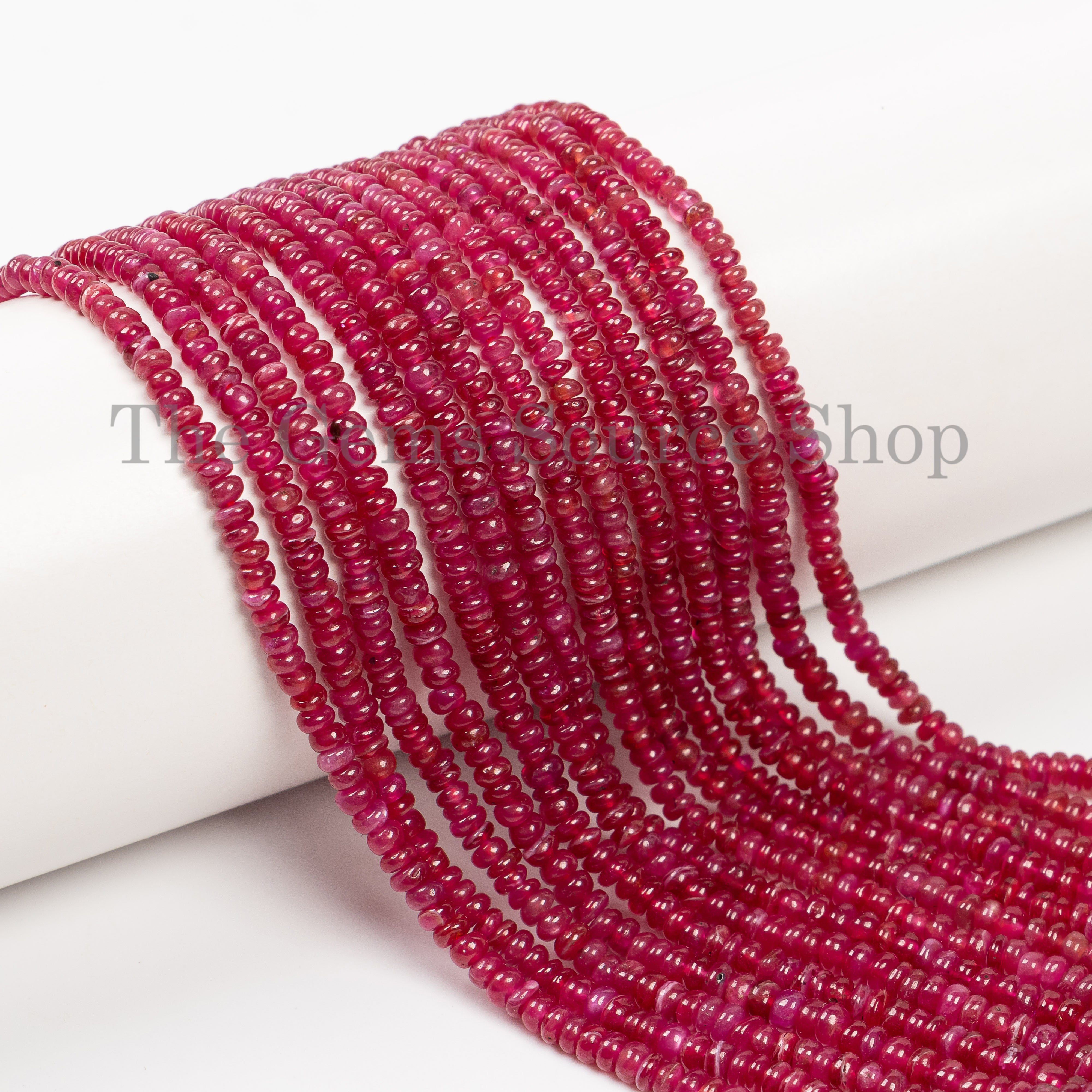 RARE! Smooth Rondelle Shape Longido Ruby Center Drilled Bulk Beads Strand- 2-3mm-16"