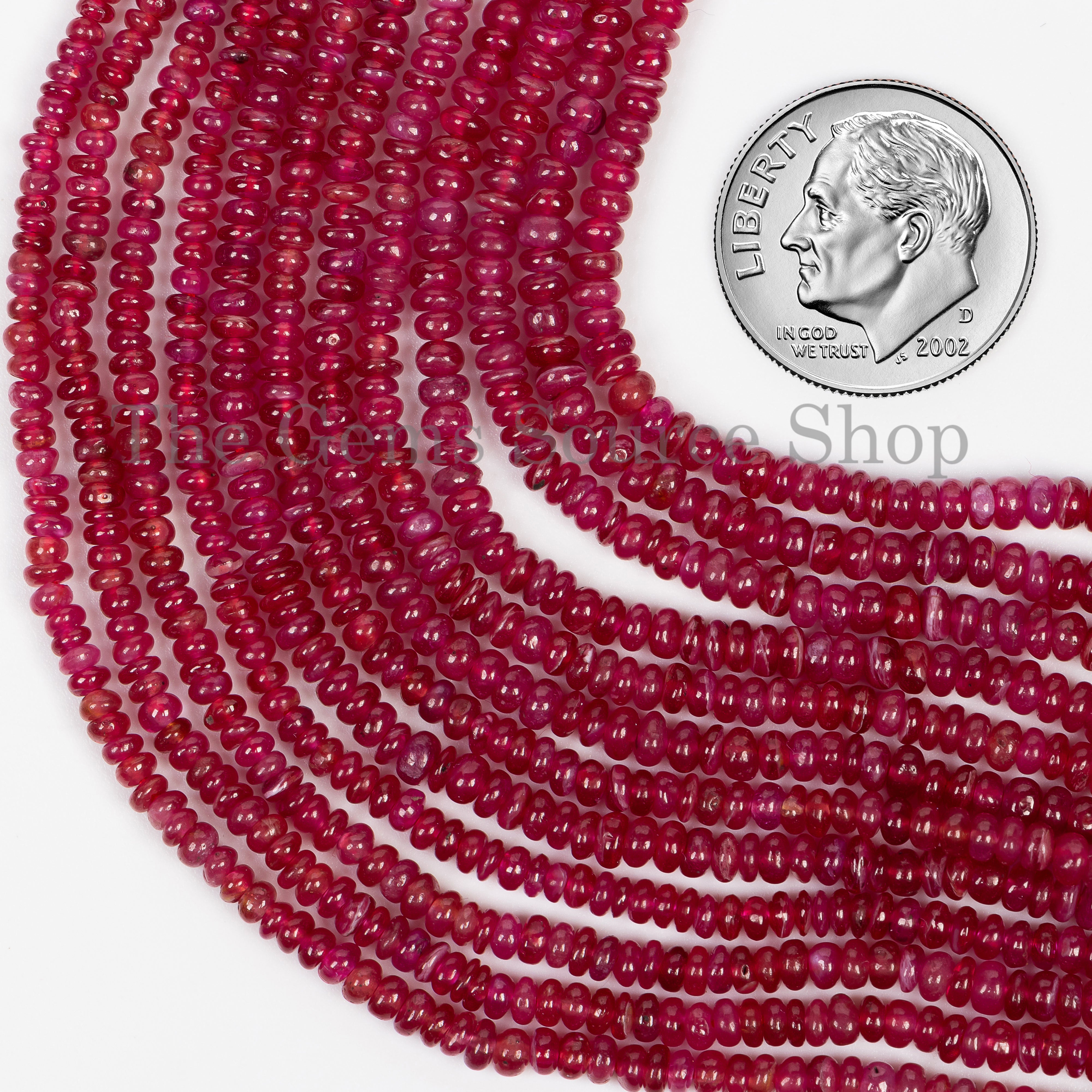 RARE! Smooth Rondelle Shape Longido Ruby Center Drilled Bulk Beads Strand- 2-3mm-16"