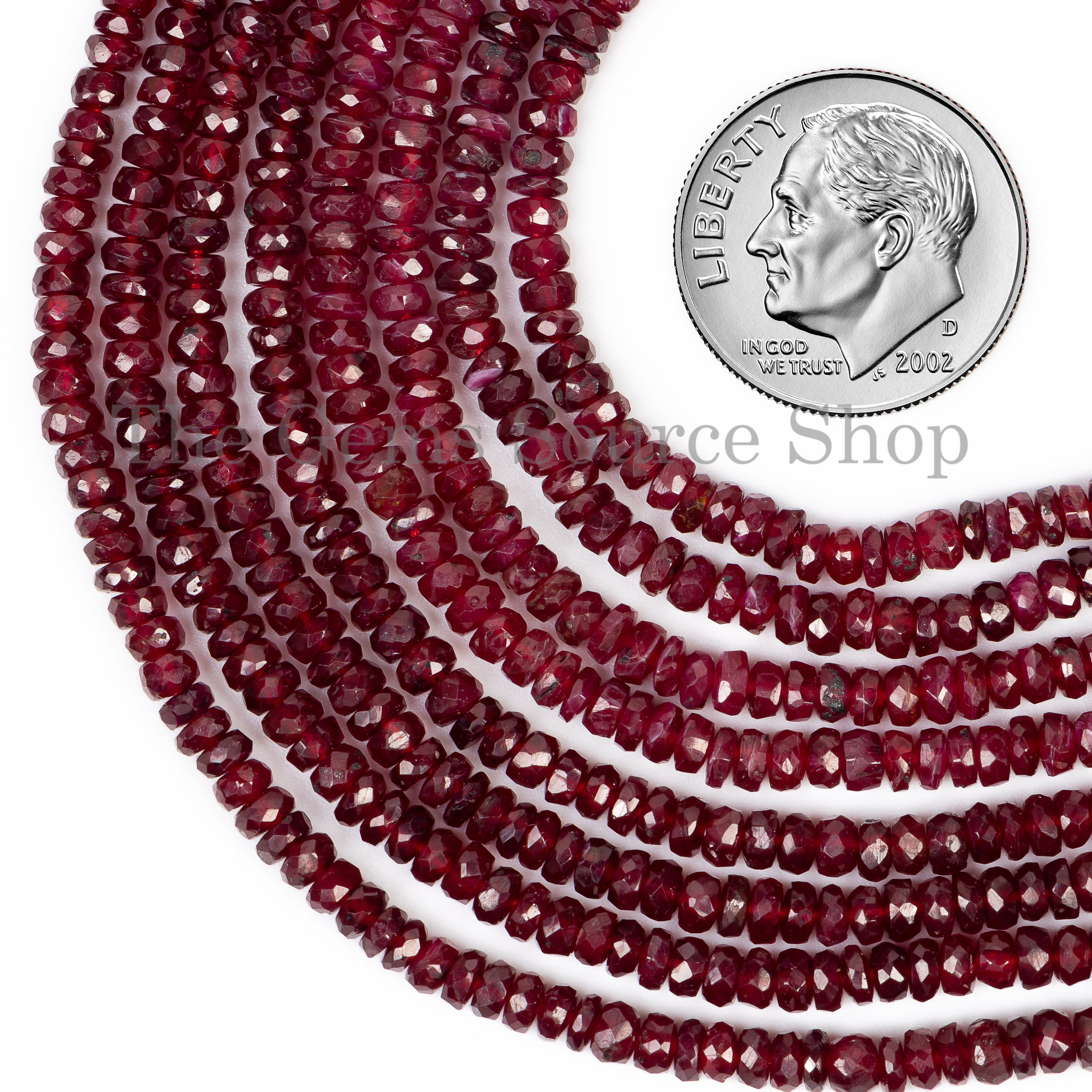 Tiny Faceted Rondelle Shape Natural Ruby Center Drilled Bulk Beads Strand- 2.5-3.5mm-16"