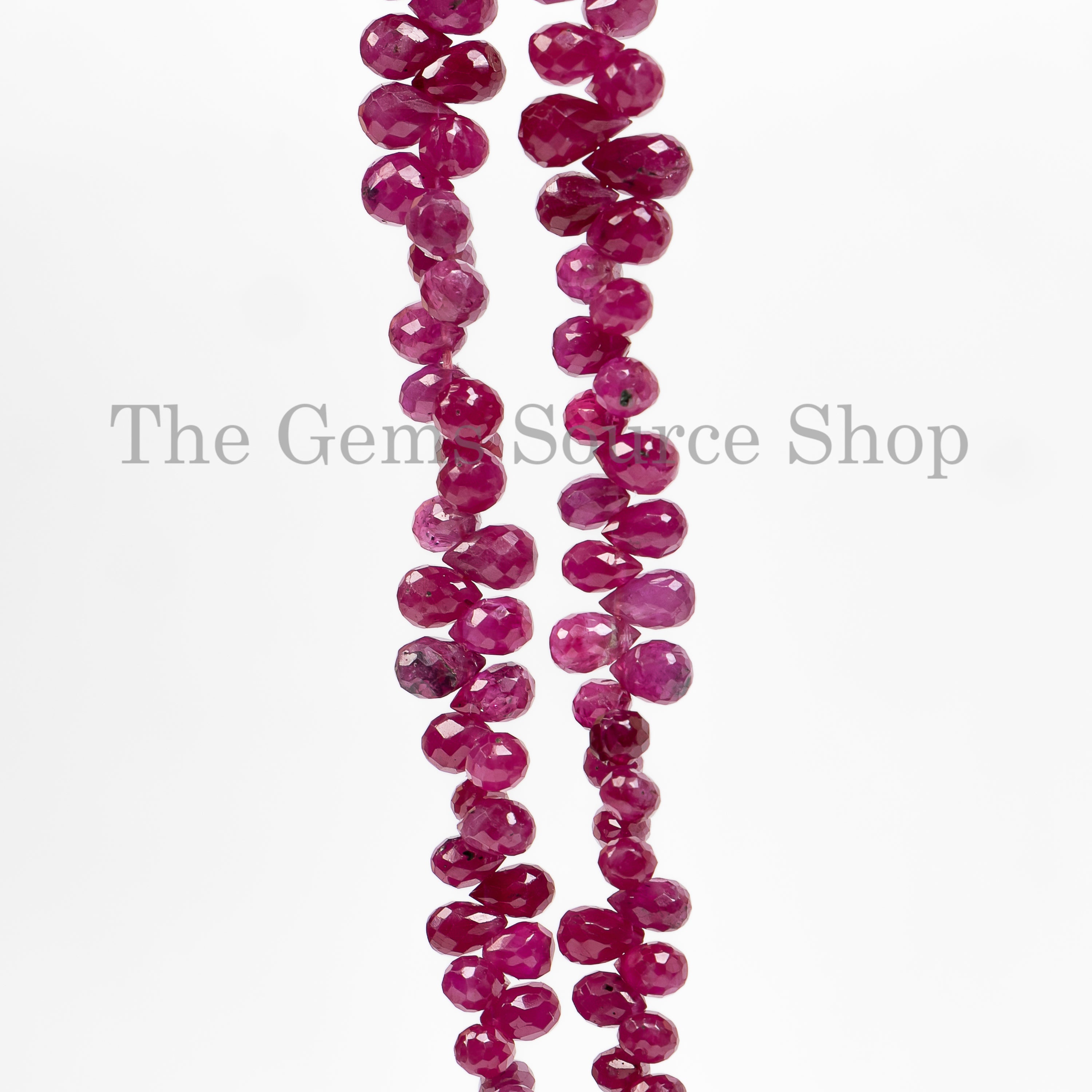 2.5-3.5mm-8" Natural Ruby Faceted Tear Drop Shape Gemstone Beads