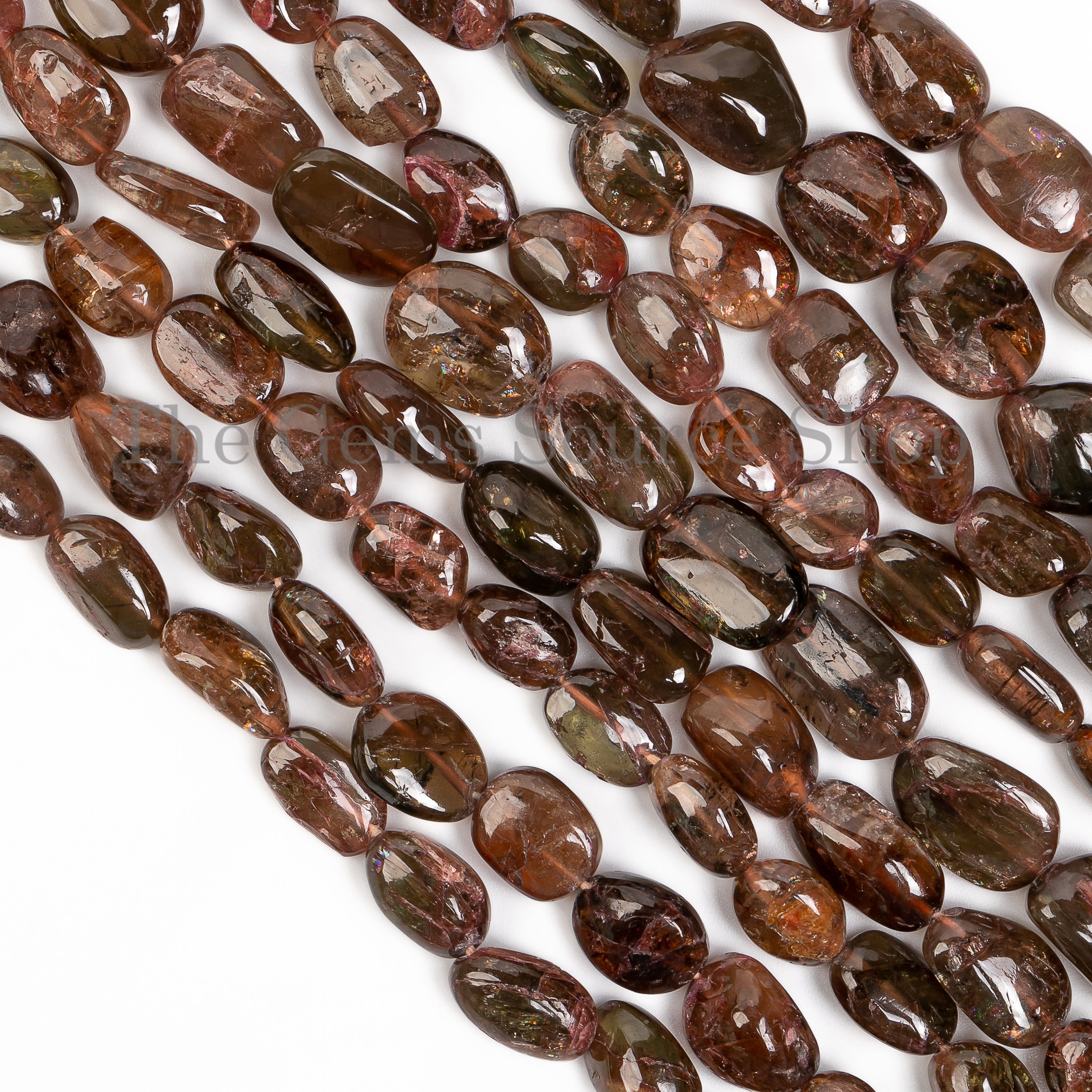 Andalusite Smooth Nuggets Straight Drilled Gemstone Beads Strand-15"-8x9-12x15mm