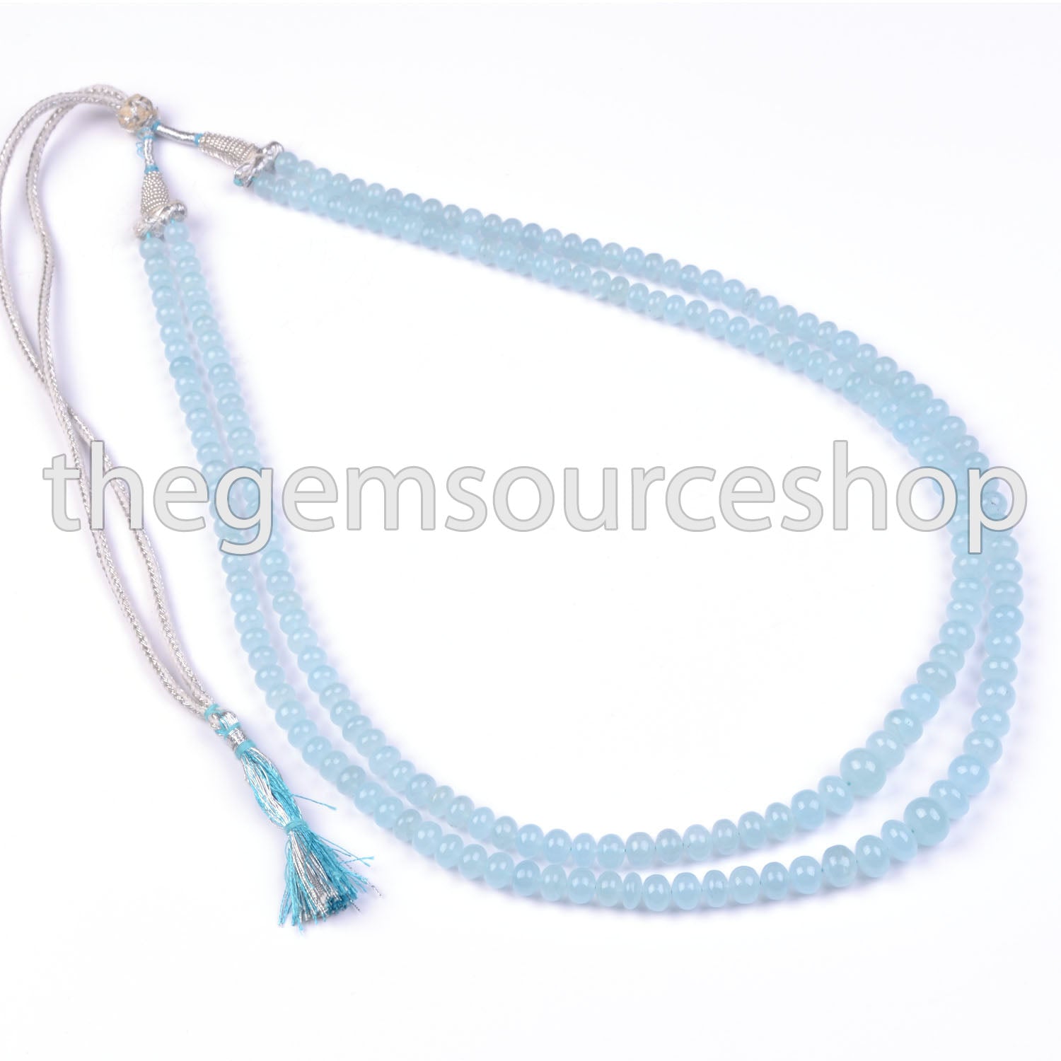 Aquamarine Rondelle Beaded Necklace- Long Layering Bohochic Look Women Jewelry