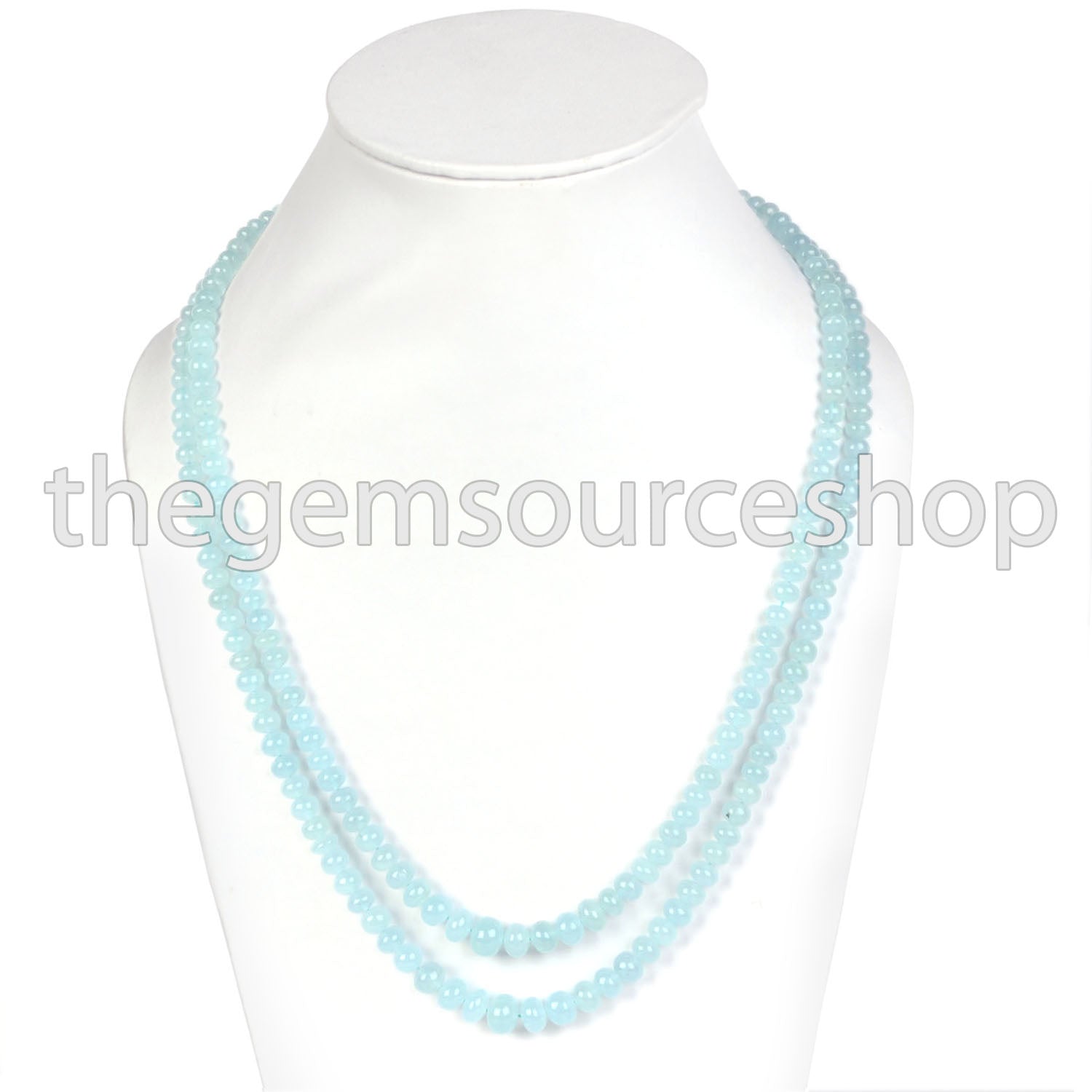 Aquamarine Rondelle Beaded Necklace- Long Layering Bohochic Look Women Jewelry