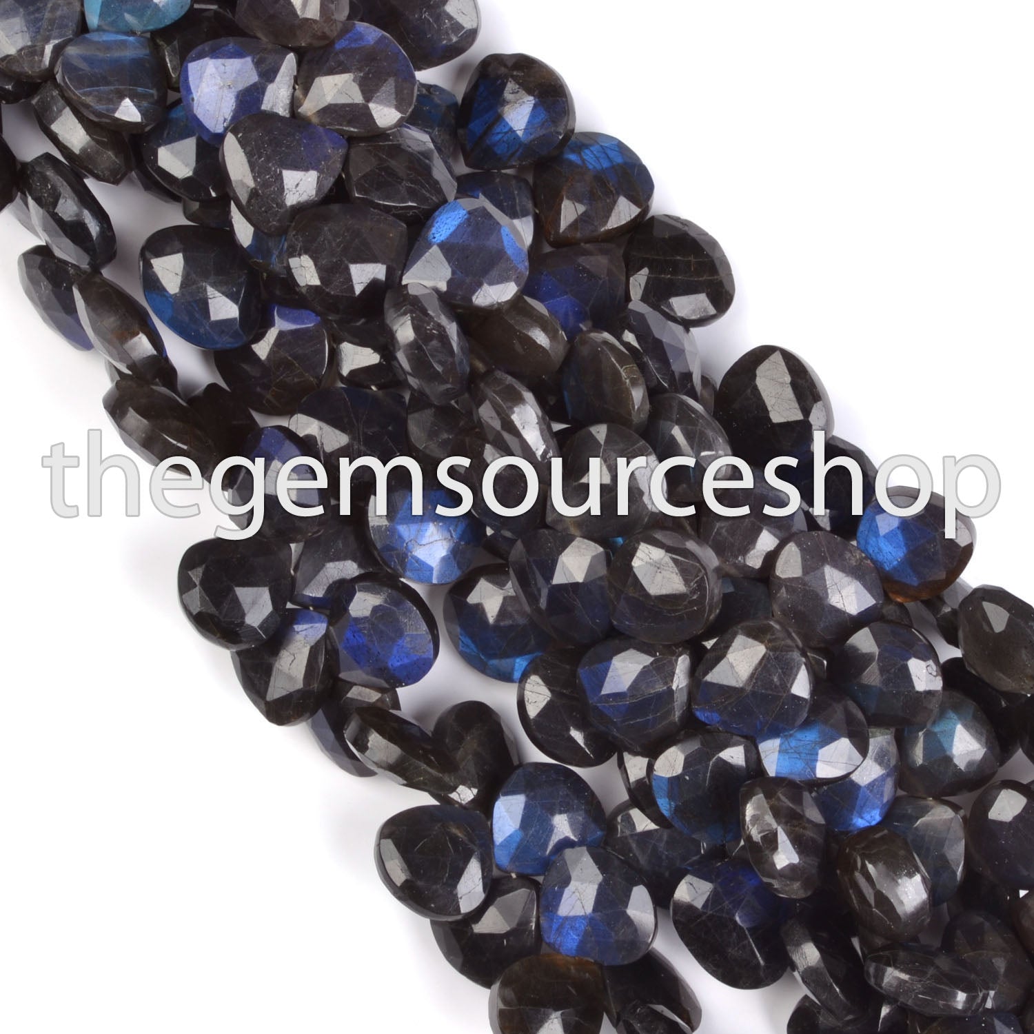 Best Quality Natural Labradorite Faceted Heart Shape Wholesale Beads 8" Strand