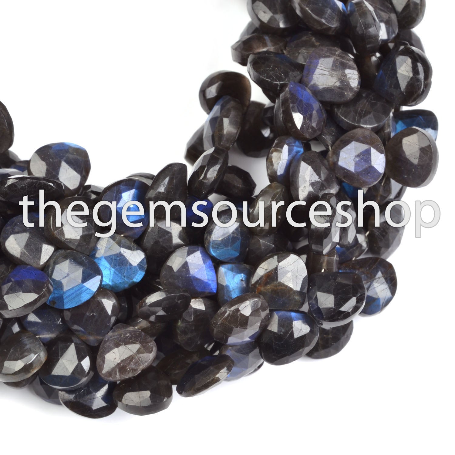 Best Quality Natural Labradorite Faceted Heart Shape Wholesale Beads 8" Strand