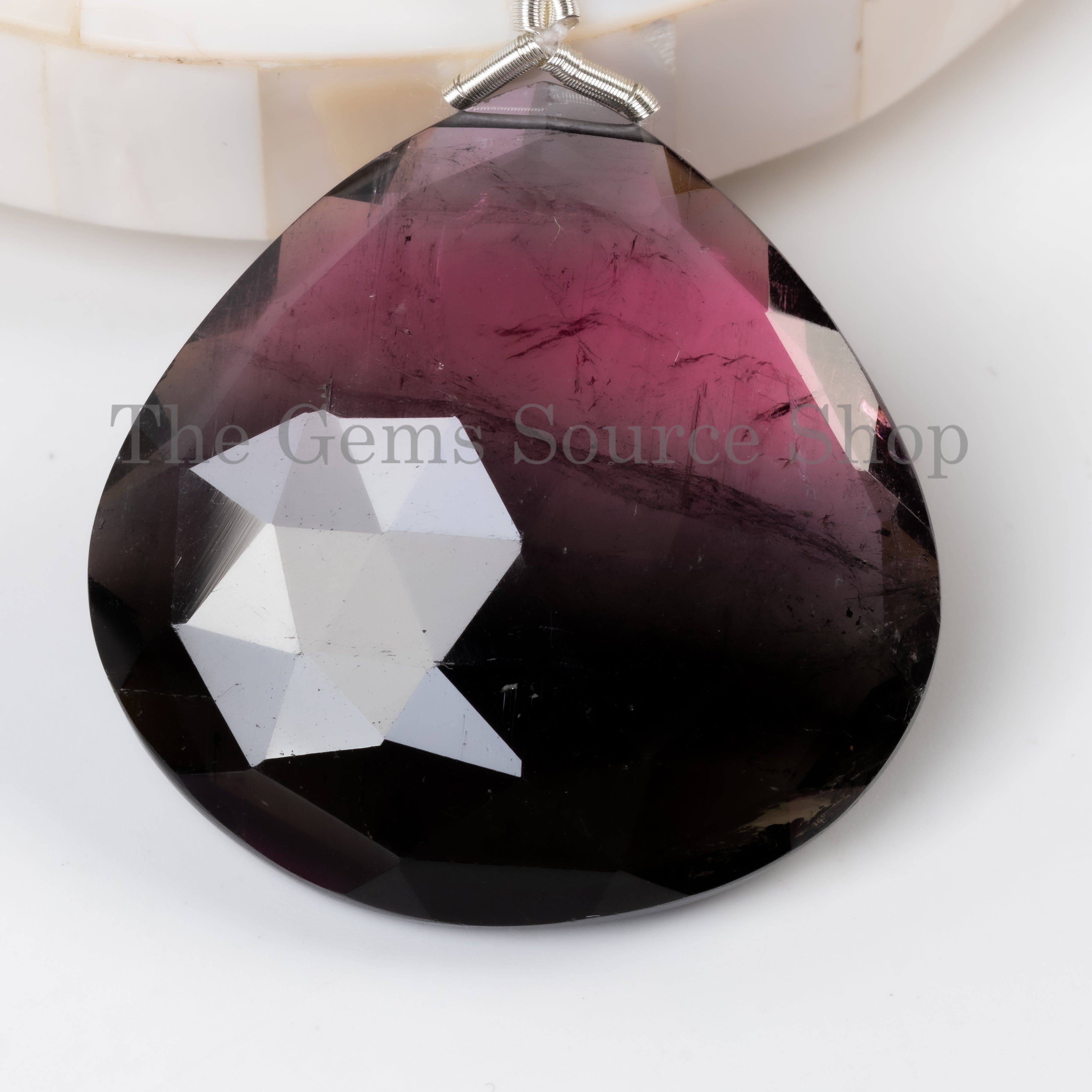 39x39mm- 1pc Big Size Bio Tourmaline Faceted Heart Shape Beads for Making Pendant Necklace