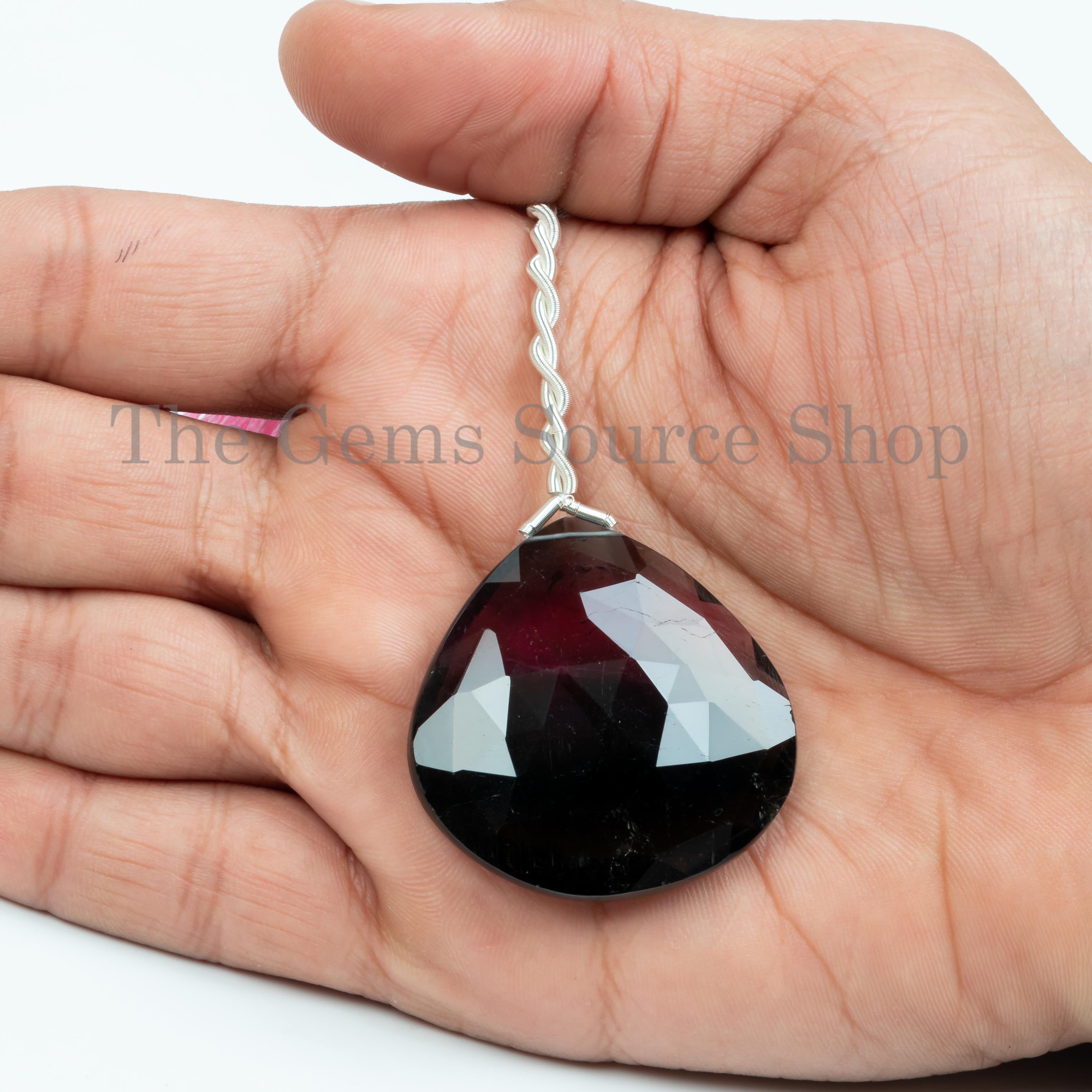 39x39mm- 1pc Big Size Bio Tourmaline Faceted Heart Shape Beads for Making Pendant Necklace