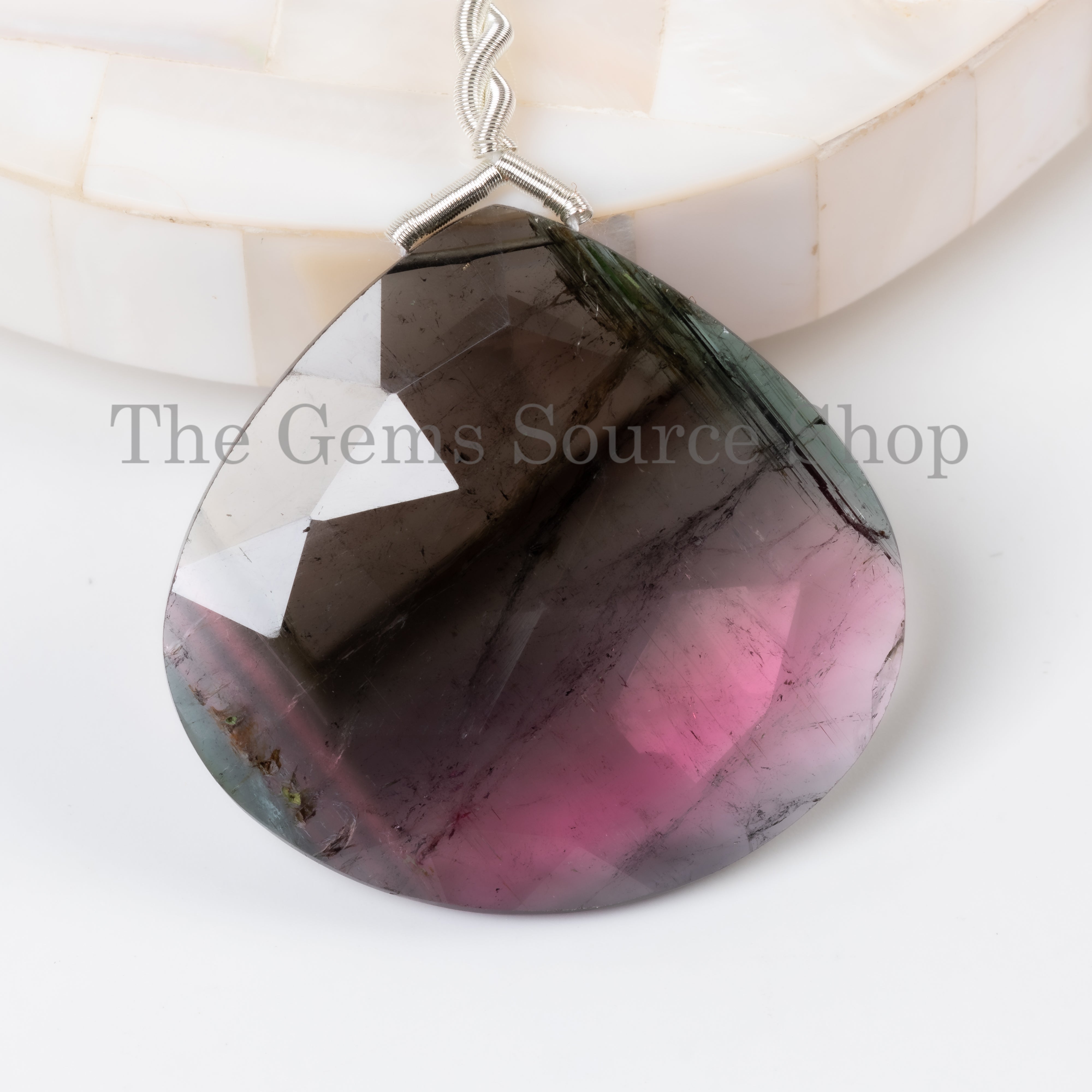 36x37mm-1pc Natural Bio Tourmaline Faceted Heart Shape Gemstone Craft Bead for Pendant Necklace