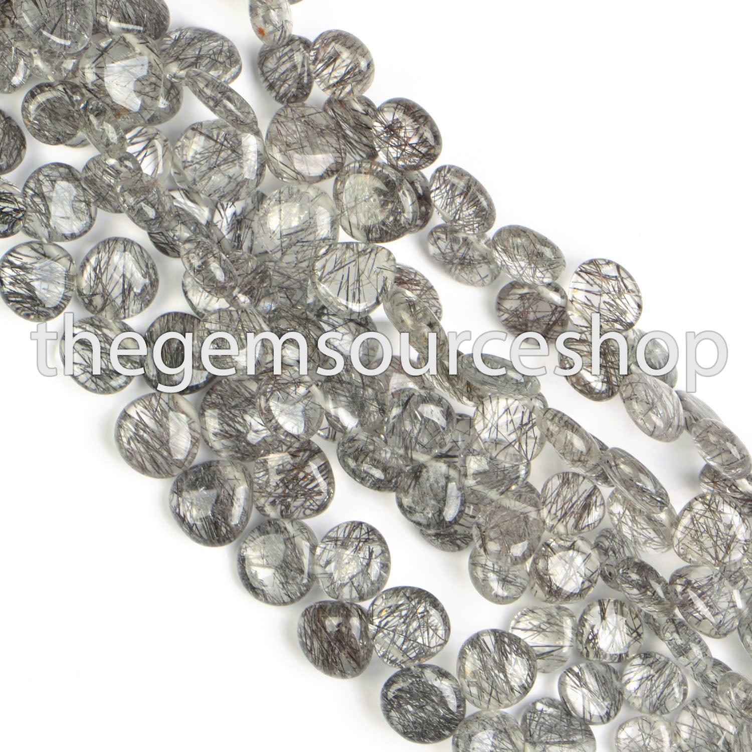 8"-5-8mm Genuine Black Rutile Plain Heart Shape Beads Strand for Wholesale Jewelry