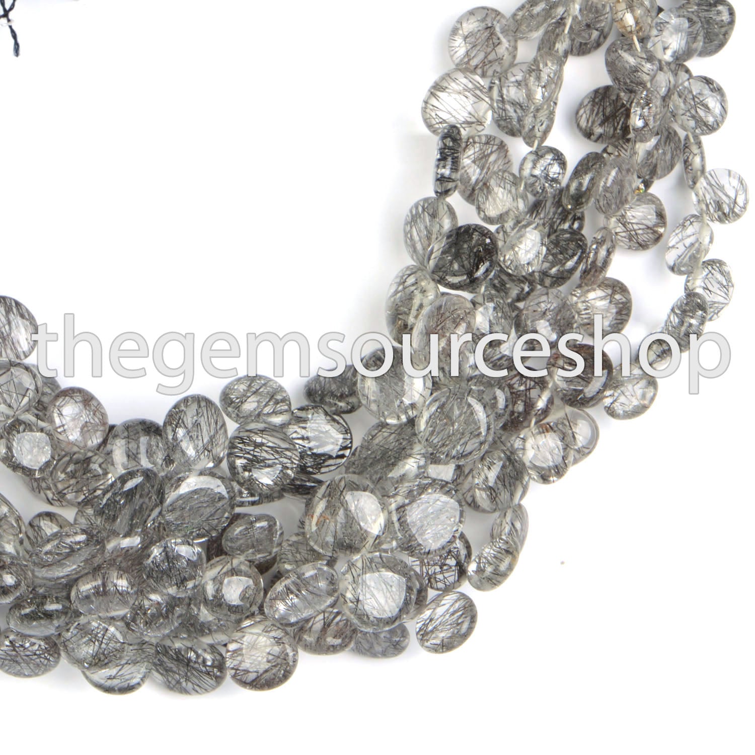 8"-5-8mm Genuine Black Rutile Plain Heart Shape Beads Strand for Wholesale Jewelry